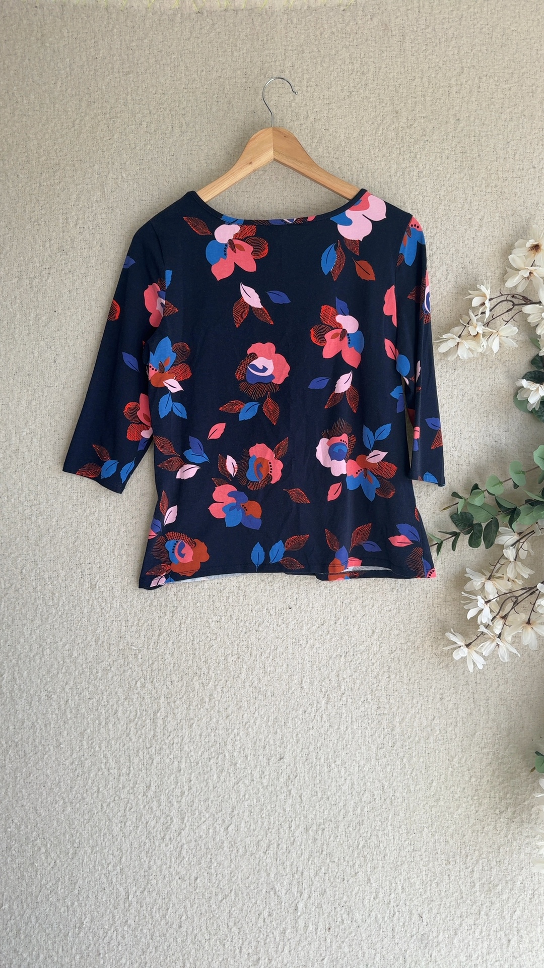 Dorothy Perkins Navy Multi Floral Print Top UK 16 Long Sleeve Stylish image 4