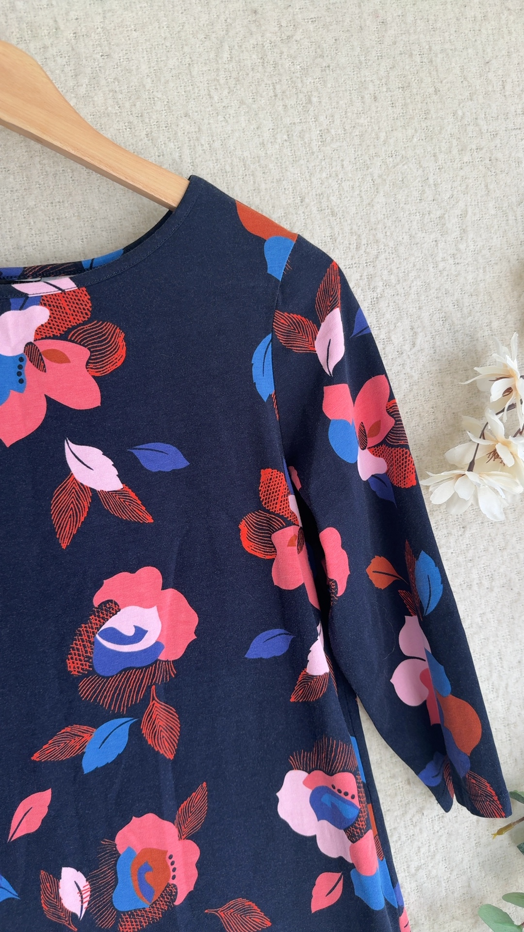 Dorothy Perkins Navy Multi Floral Print Top UK 16 Long Sleeve Stylish image 2