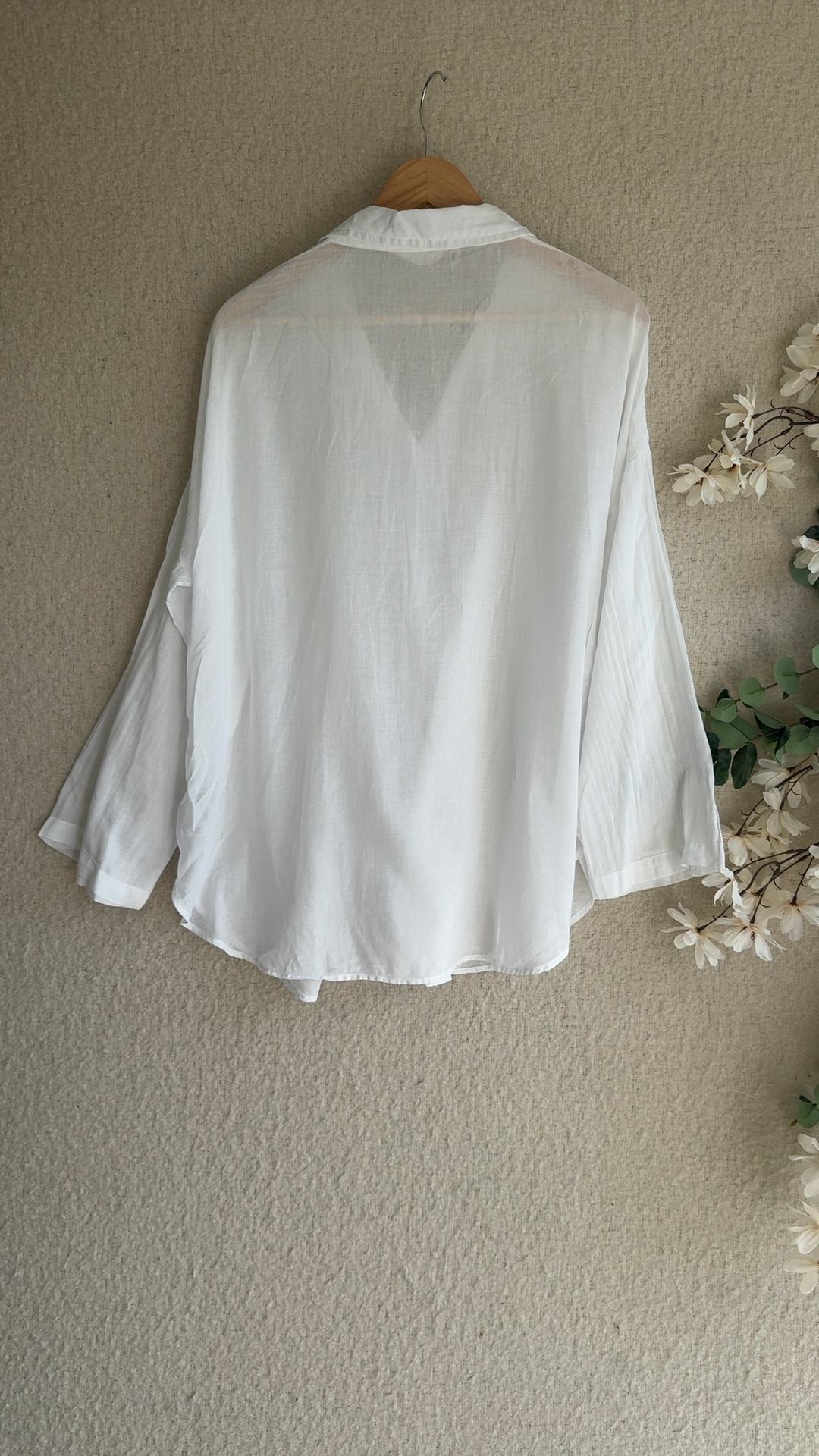 White Cotton Button Up Shirt Small UK 10-12 Casual Lightweight Blouse image 4