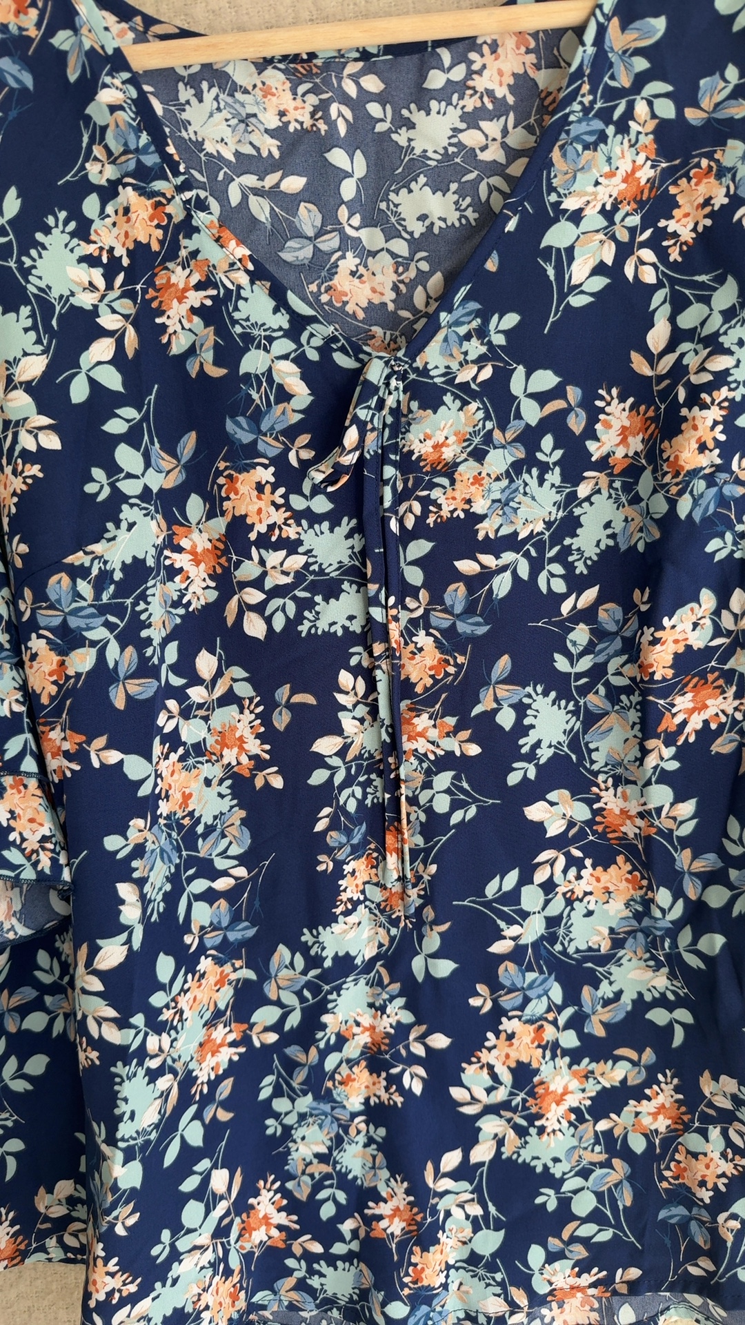 Shein Navy Floral Curve Blouse Top UK 18 3XL Lightweight Summer Shirt image 2