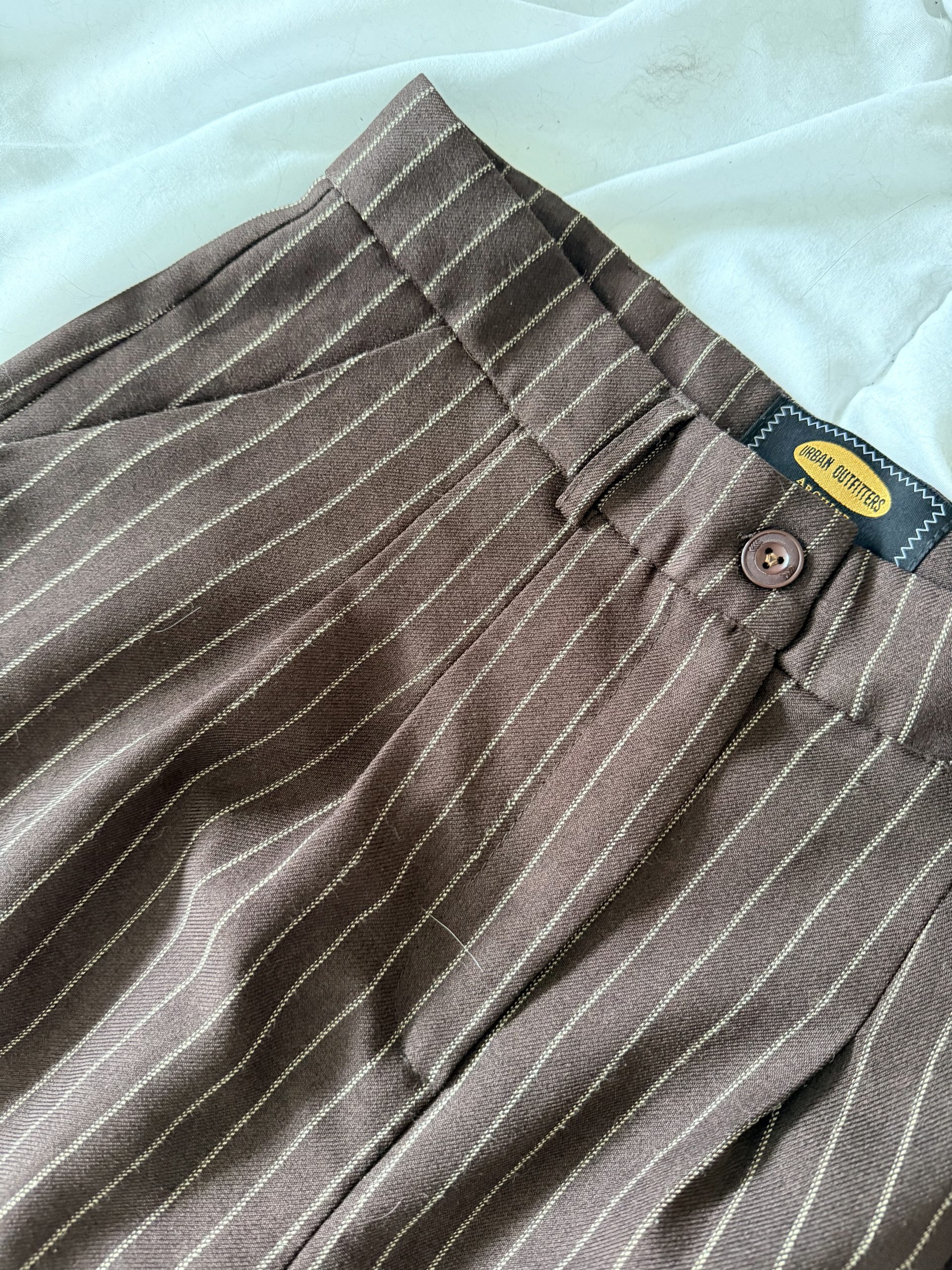 Urban Outfitters Brown Pinstripe Trousers Large image 3