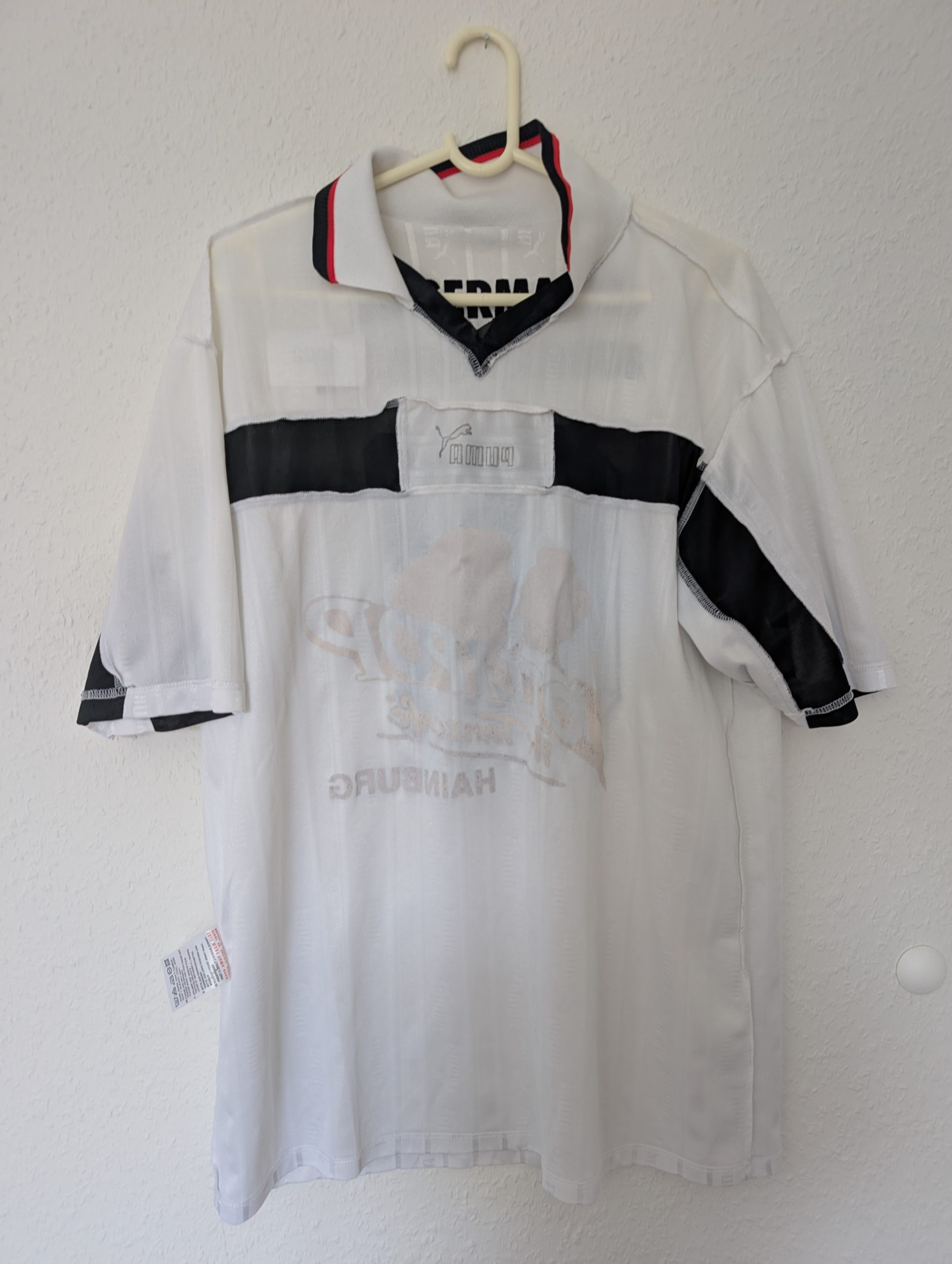Puma White & Black Vintage Soccer Jersey CAN 6 L 3002 image 8