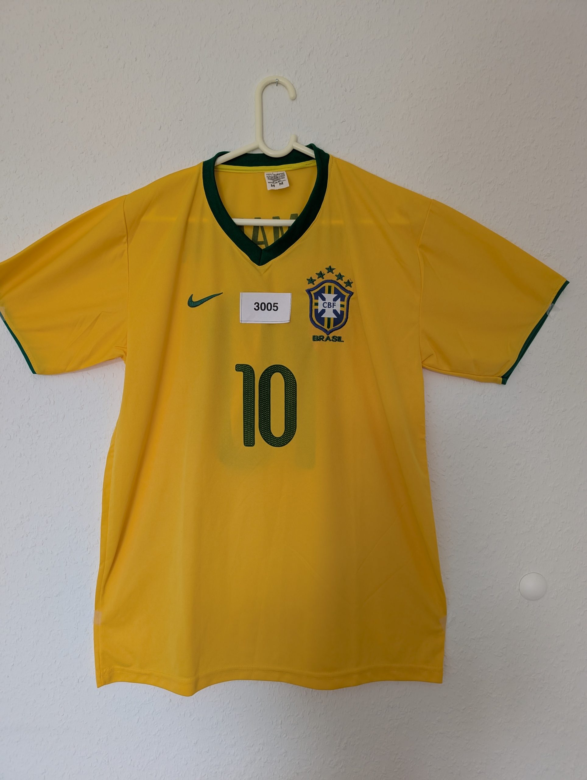 Nike Yellow Brazil Football Jersey Medium 100% Polyester 3005