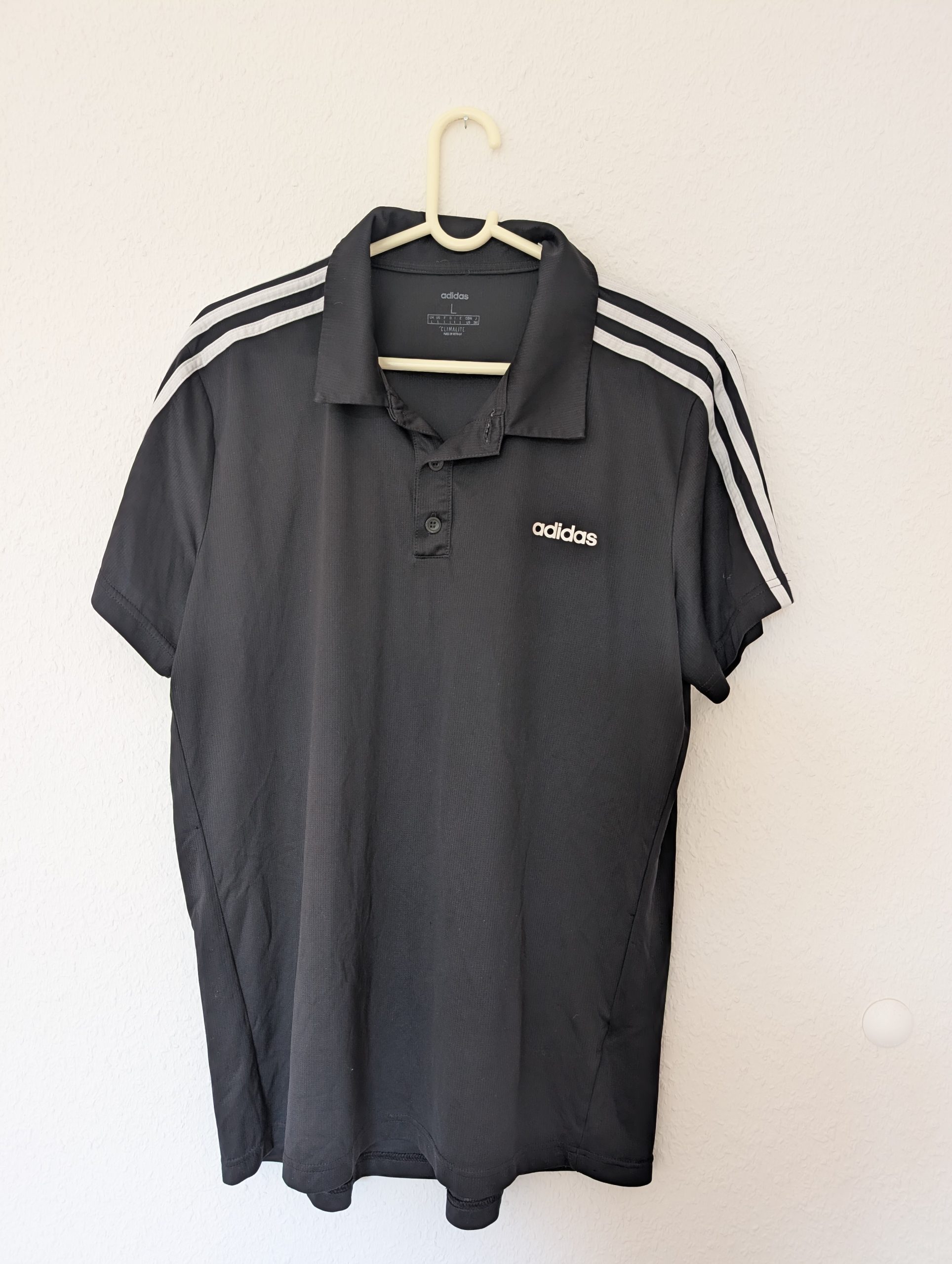 Adidas Black & White Polo Shirt Large Climalite 3015
