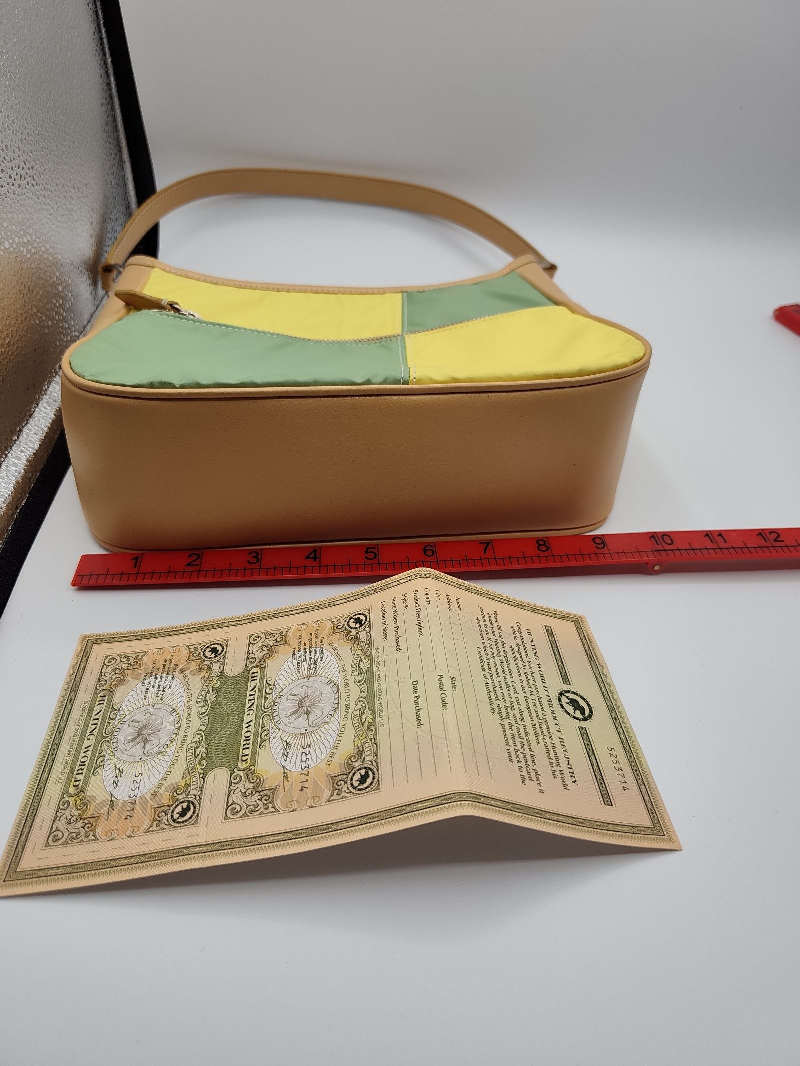 Hunting World Yellow & Green Nylon & Leather Shoulder Bag Other image 5