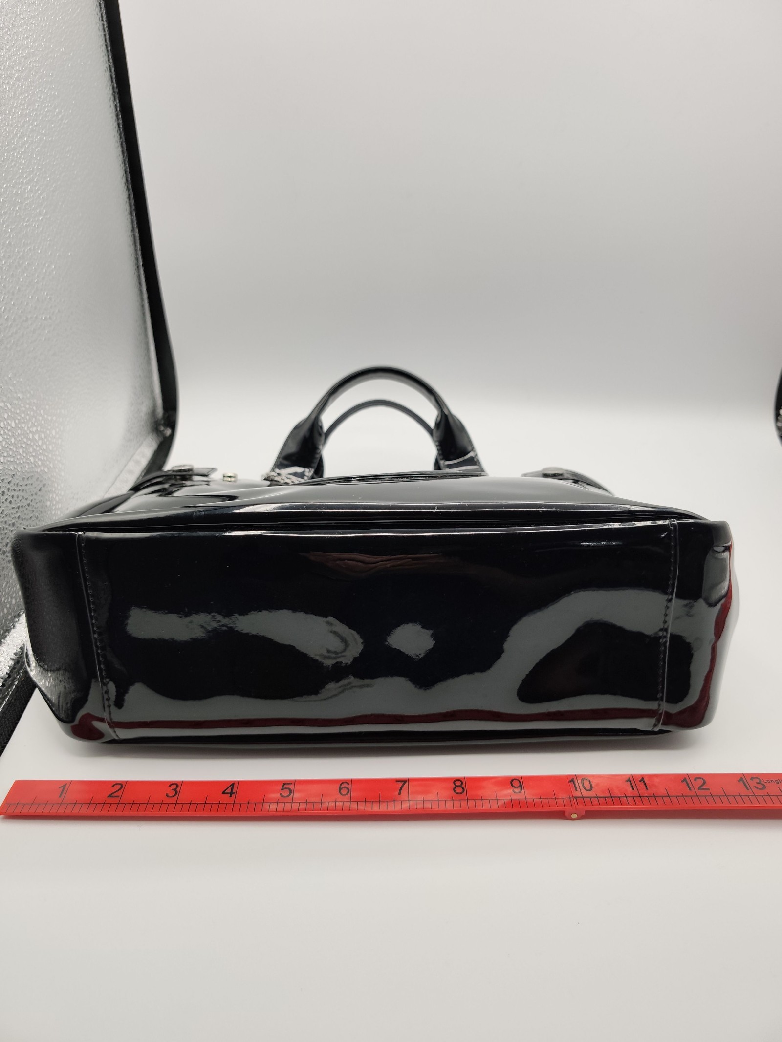 Armani Black Patent Leather Tote Bag Women image 6