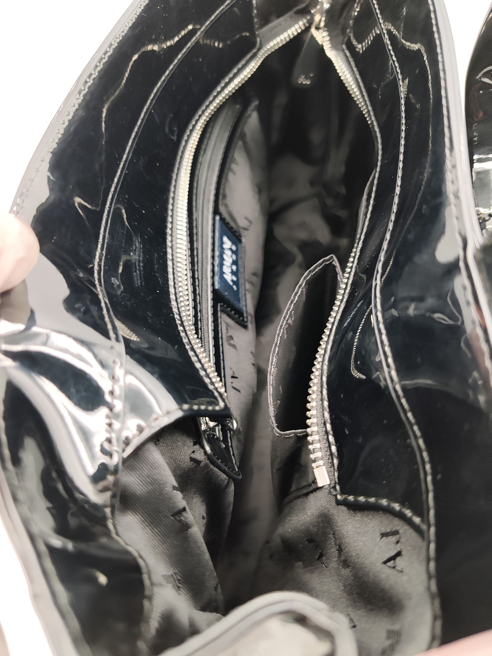 Armani Black Patent Leather Tote Bag Women image 10