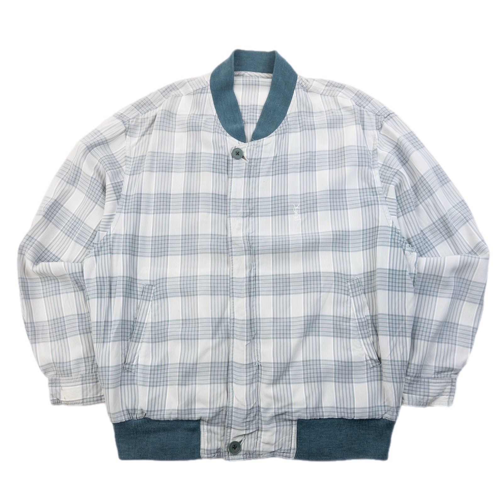Vintage 90s YSL Yves Saint Laurent Checkered Bomber Jacket Size M image 5