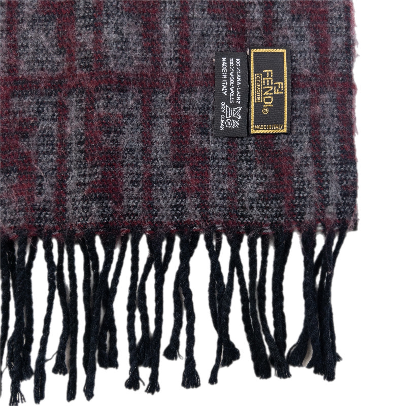 Vintage 90s Fendi Monogram Wool Tassel Scarf Size One Size image 2