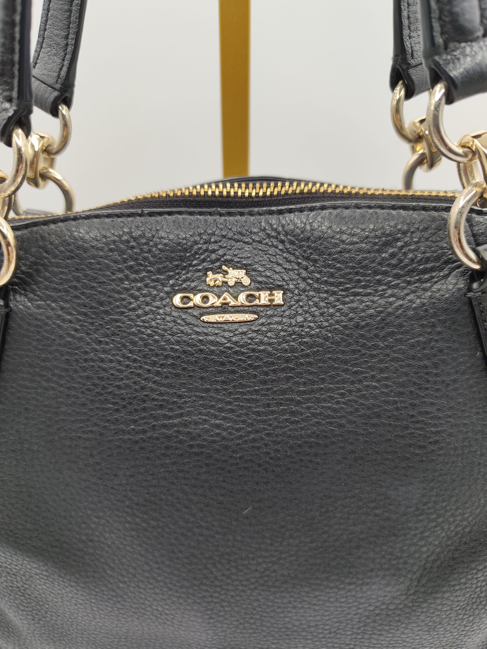 Coach Black Pebbled Leather Tote Bag Women image 2
