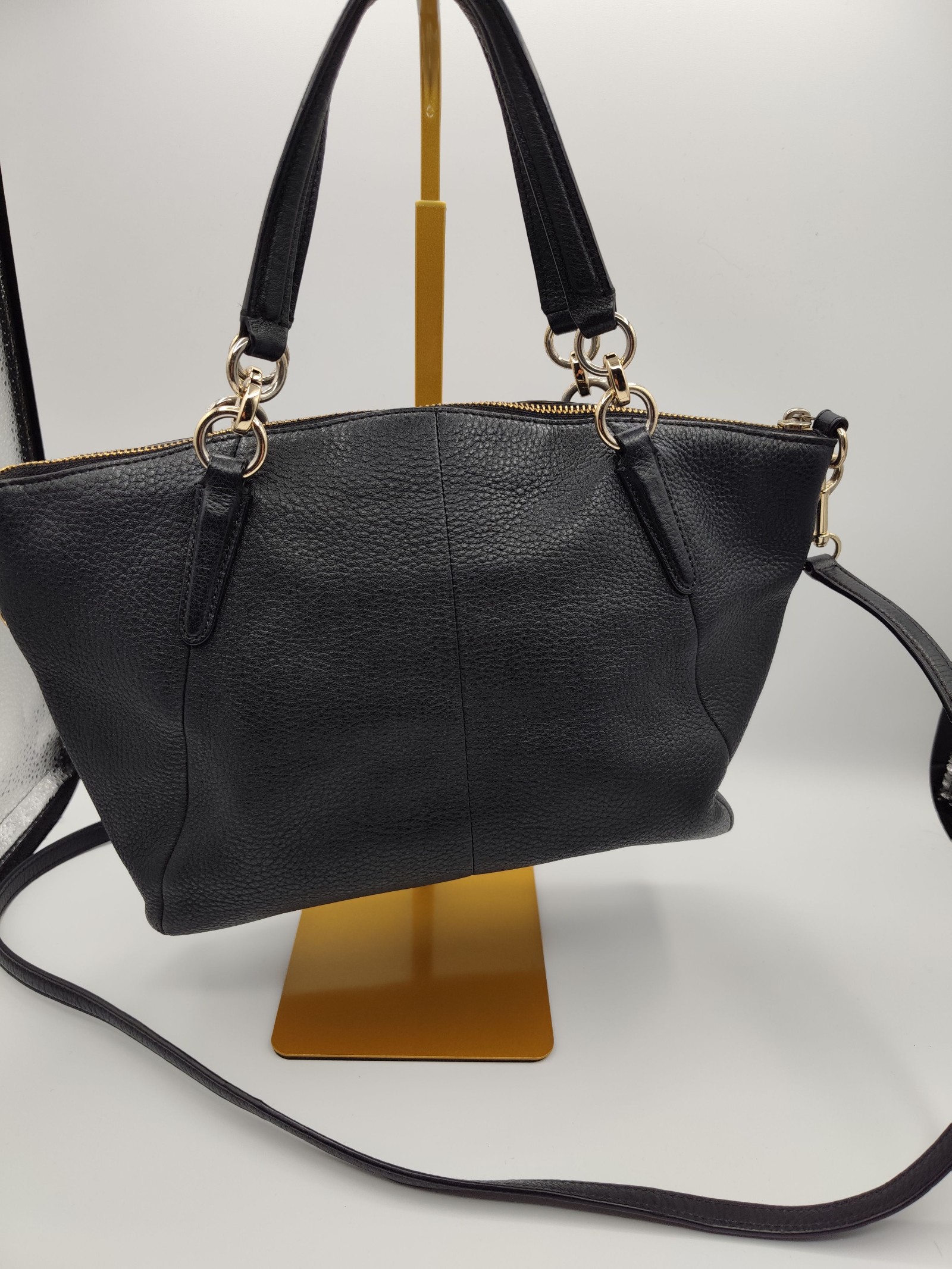 Coach Black Pebbled Leather Tote Bag Women image 3