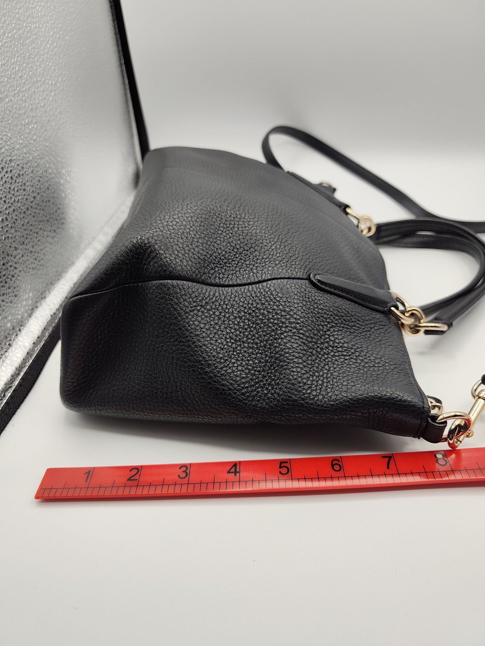 Coach Black Pebbled Leather Tote Bag Women image 5