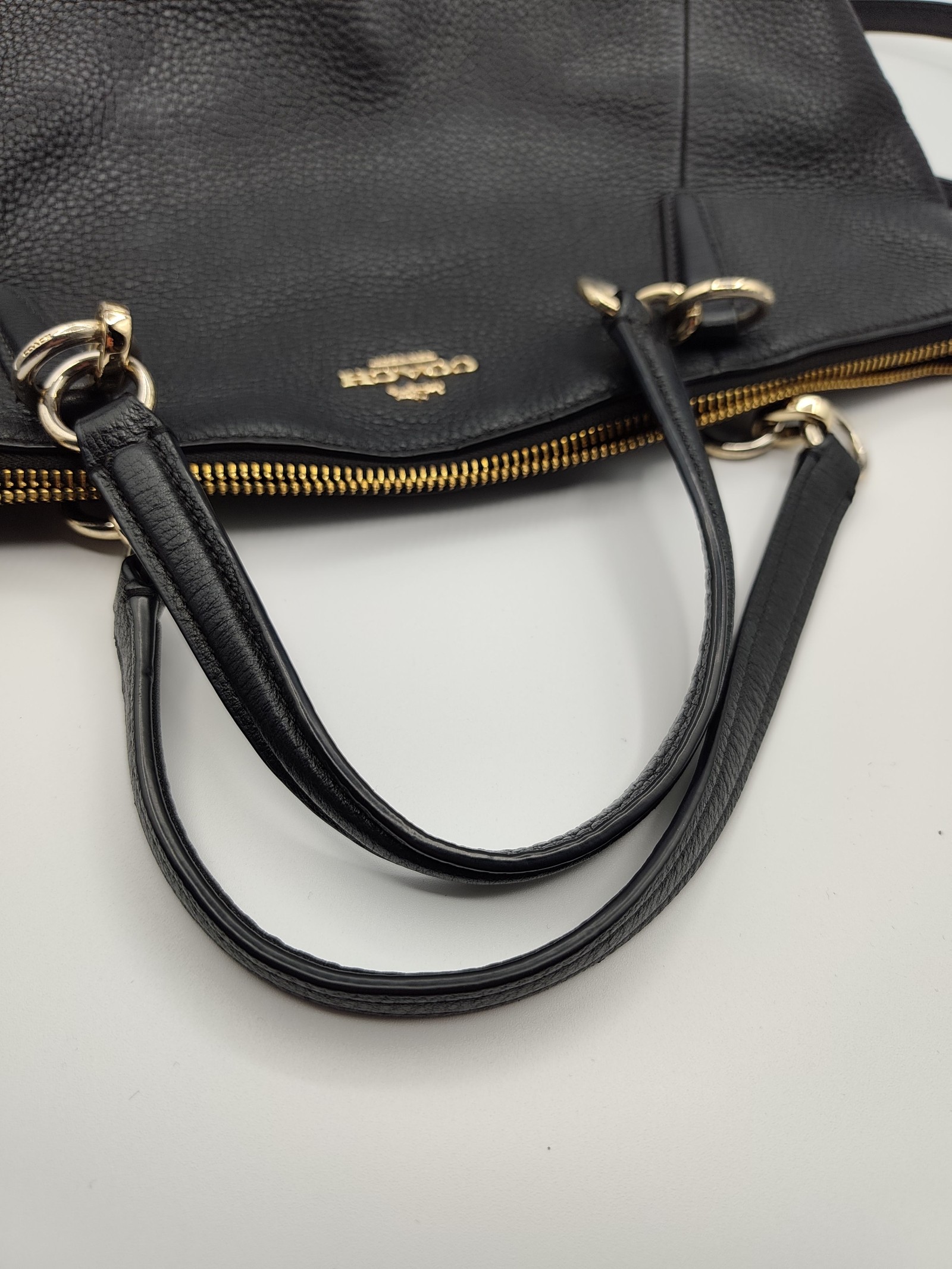Coach Black Pebbled Leather Tote Bag Women image 7