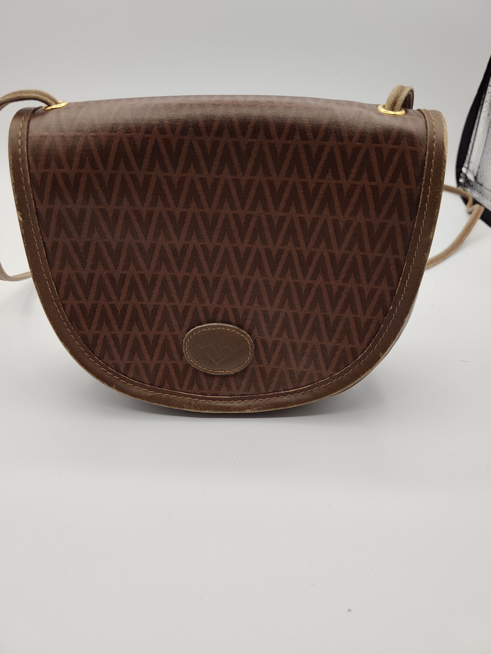 Valentino Brown Logo Crossbody Bag Medium Leather Trim image 2