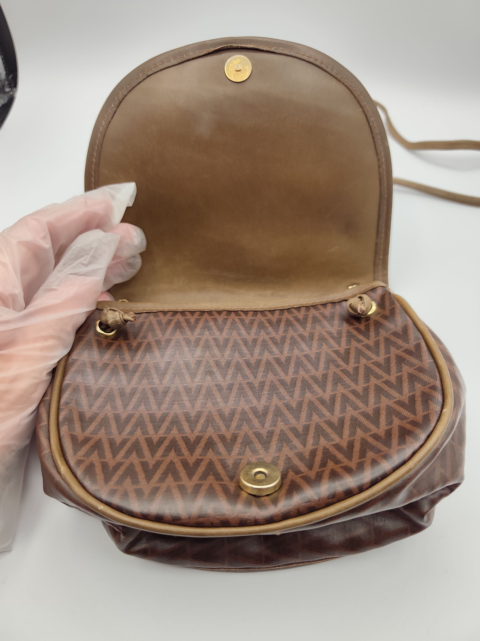 Valentino Brown Logo Crossbody Bag Medium Leather Trim image 5