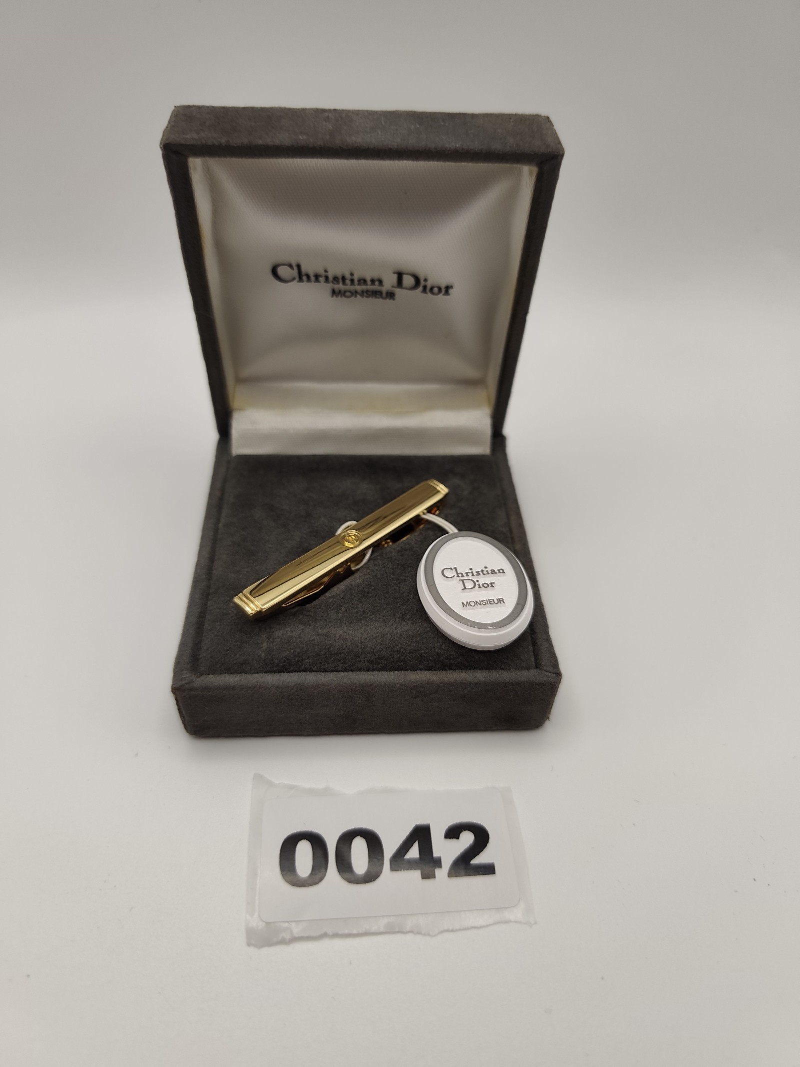 Christian Dior Gold Tone Tie Clip with Logo Other