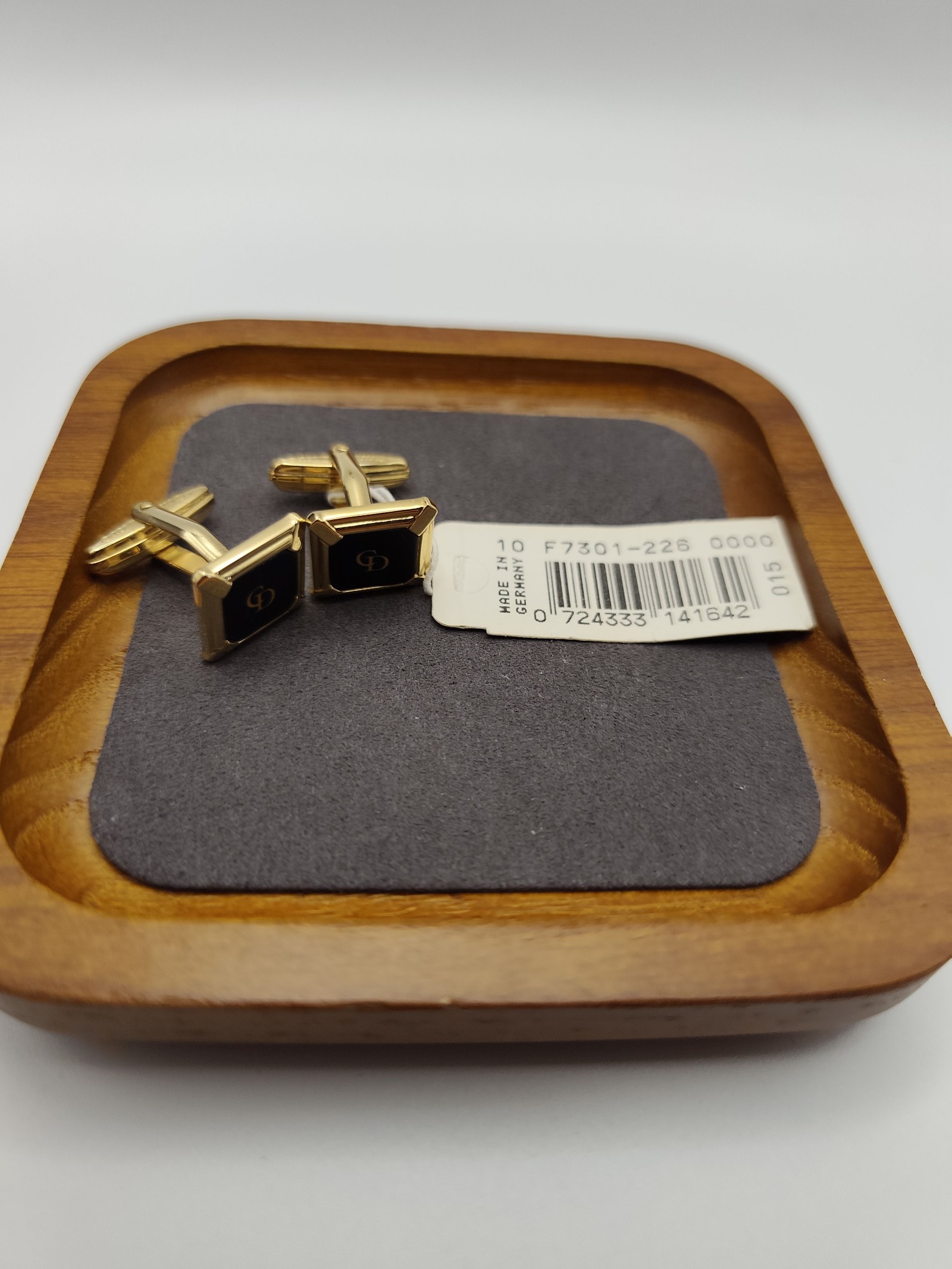 Christian Dior Gold & Black Logo Cufflinks Men Luxury Accessories image 3
