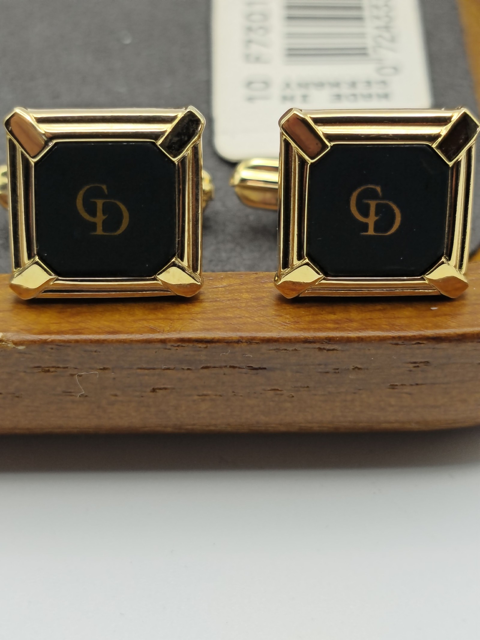 Christian Dior Gold & Black Logo Cufflinks Men Luxury Accessories image 4