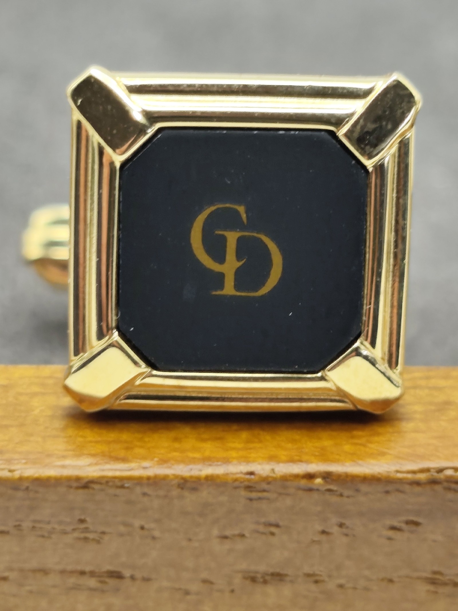 Christian Dior Gold & Black Logo Cufflinks Men Luxury Accessories image 5