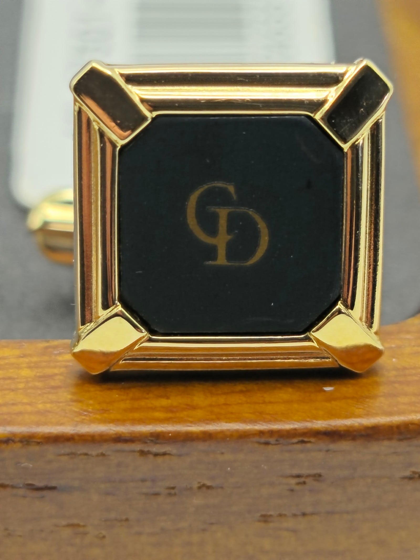 Christian Dior Gold & Black Logo Cufflinks Men Luxury Accessories image 6