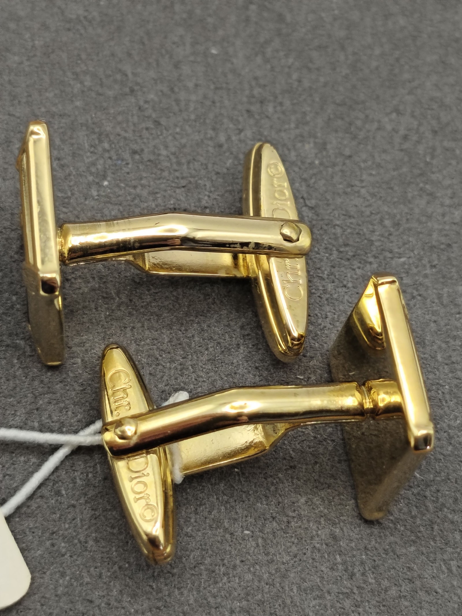 Christian Dior Gold & Black Logo Cufflinks Men Luxury Accessories image 7