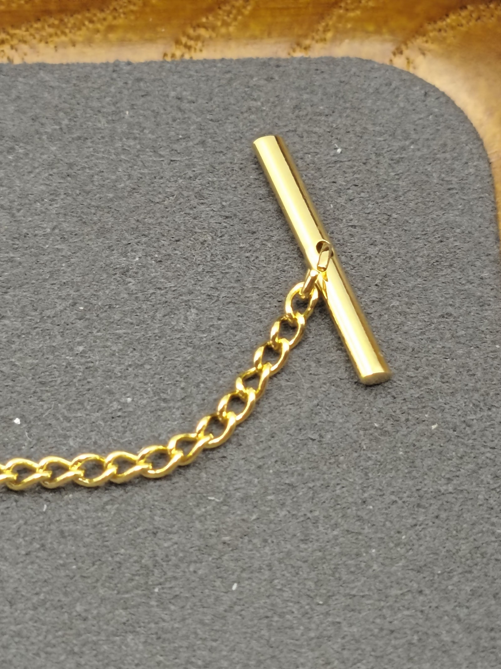 Christian Dior Gold Tone Tie Pin with Chain and Box image 5
