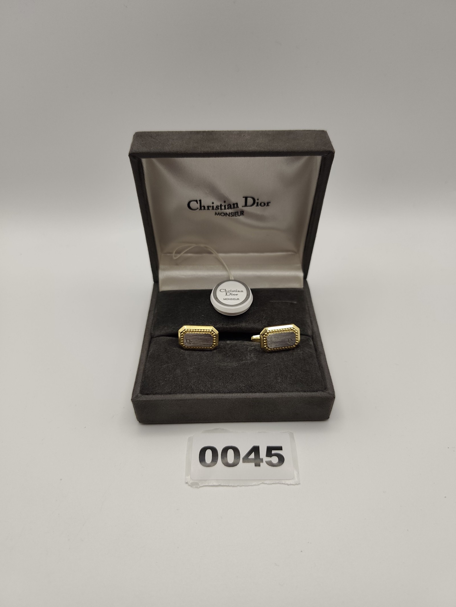 Christian Dior Gold & Silver Tone Men's Cufflinks in Box