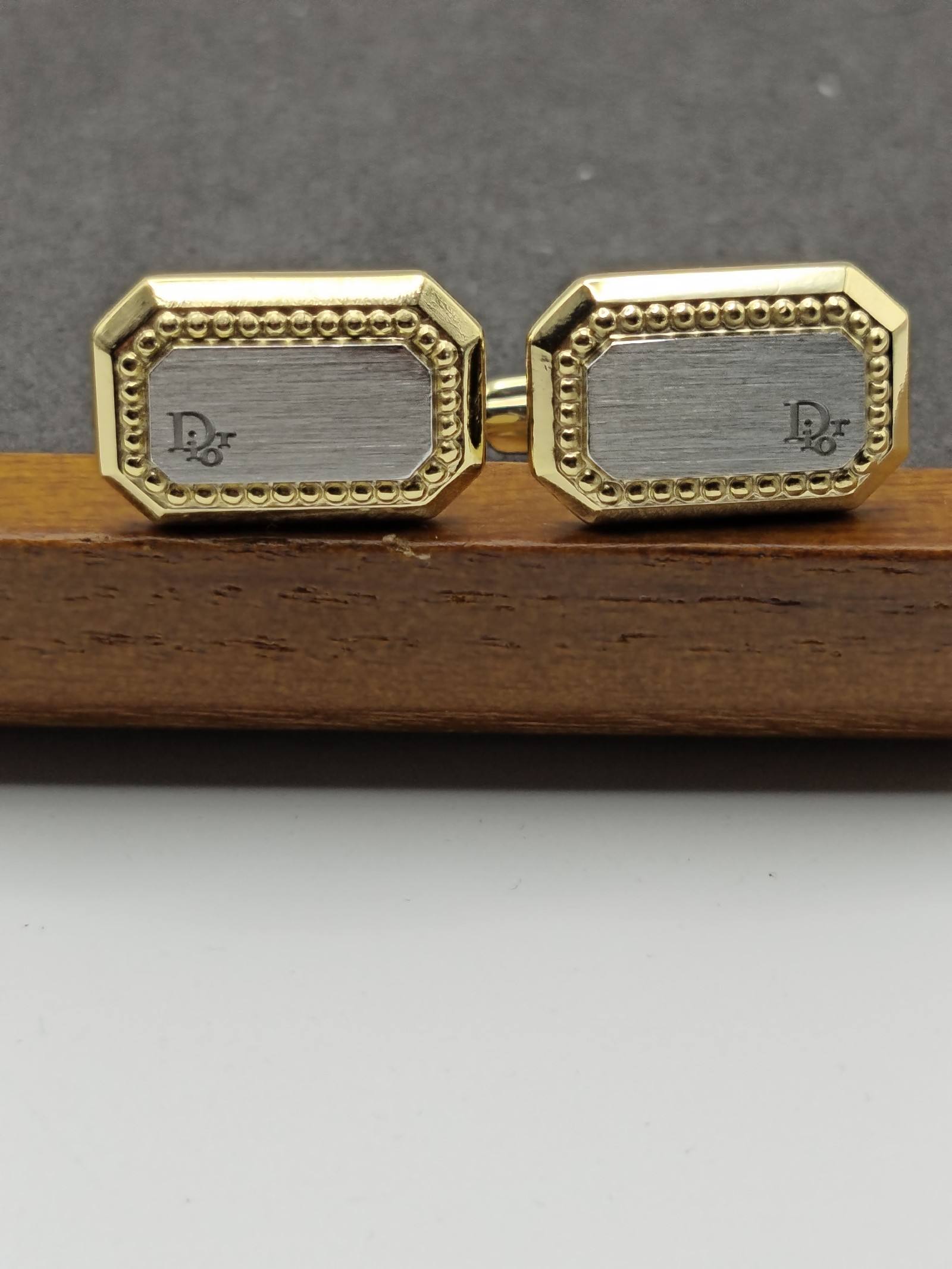 Christian Dior Gold & Silver Tone Men's Cufflinks in Box image 4