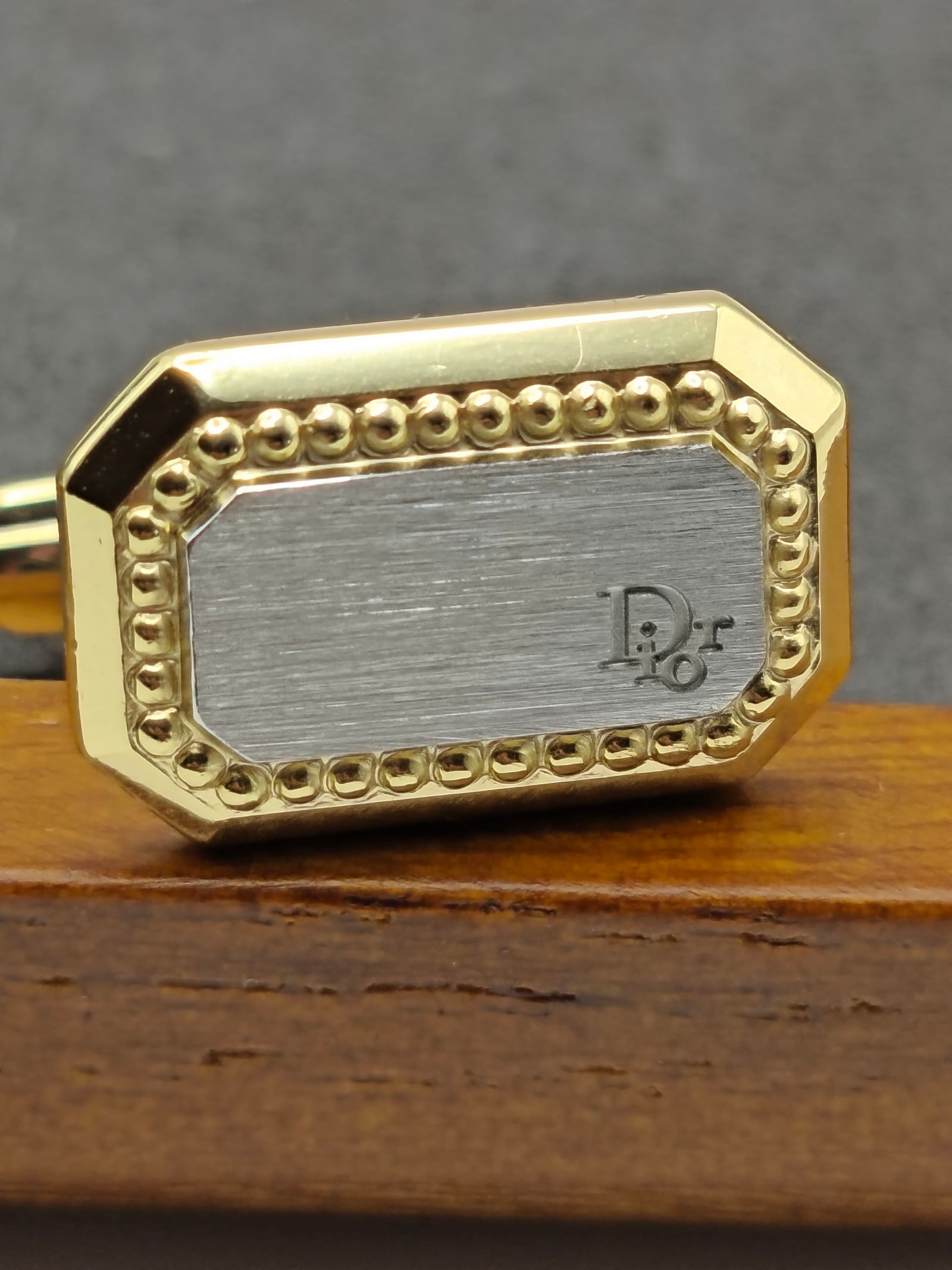 Christian Dior Gold & Silver Tone Men's Cufflinks in Box image 6