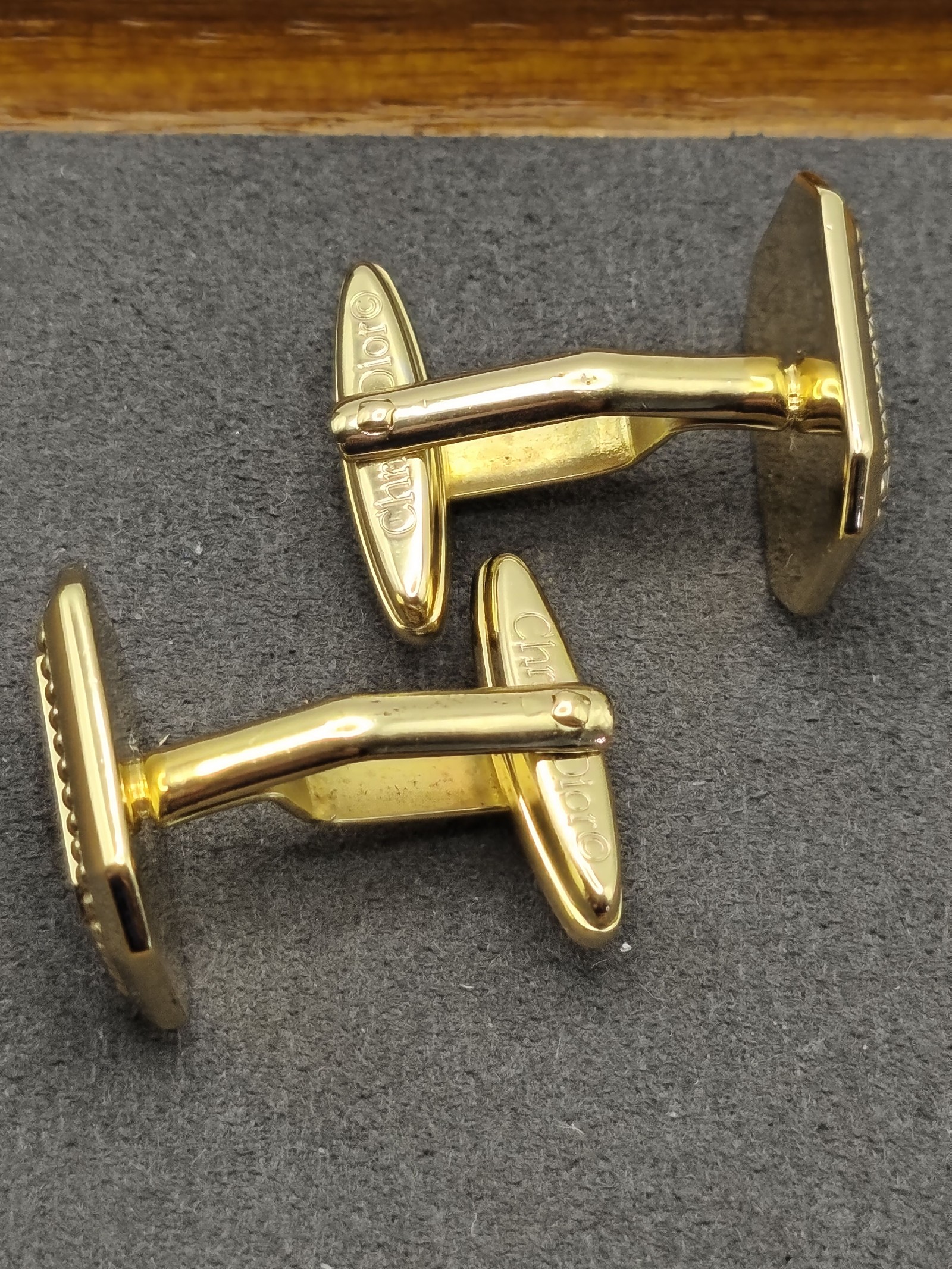 Christian Dior Gold & Silver Tone Men's Cufflinks in Box image 7