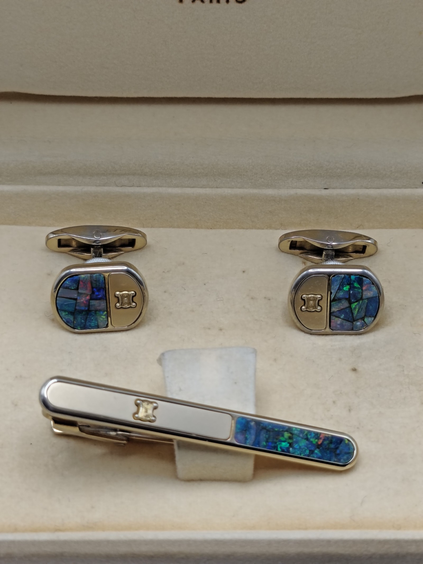 Celine Blue Inlay Tie Clip & Cufflinks Set Men Other image 2