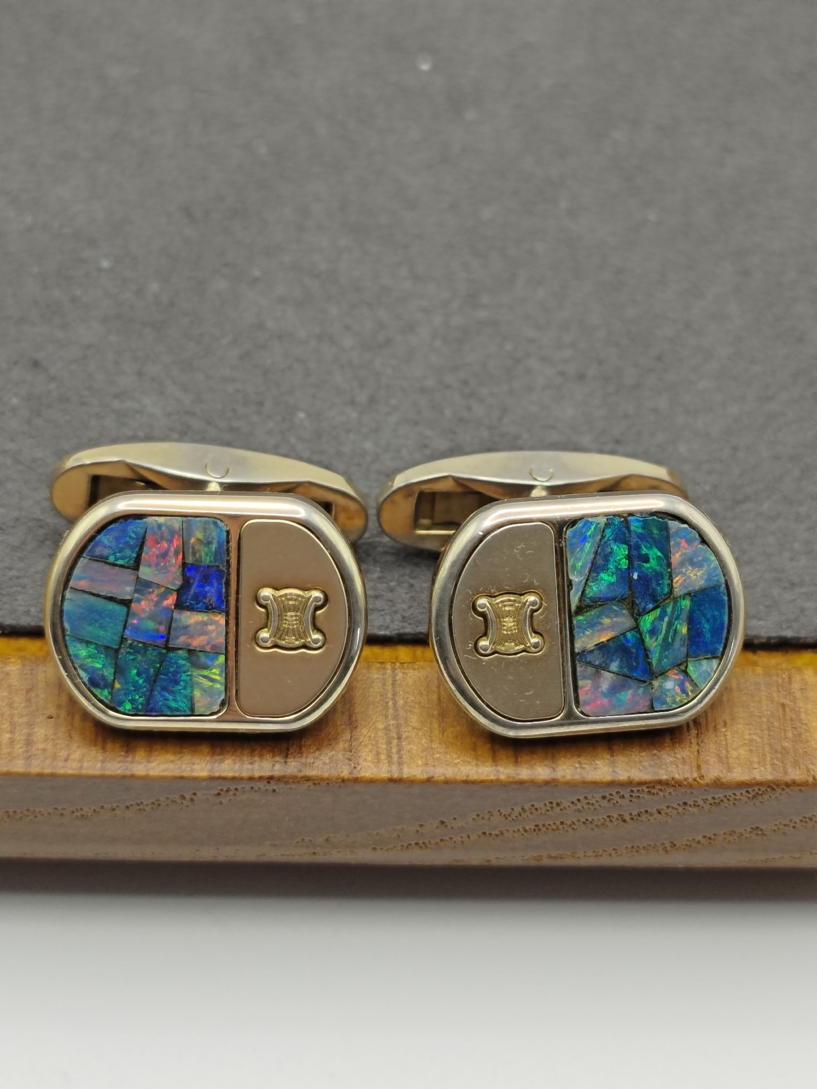 Celine Blue Inlay Tie Clip & Cufflinks Set Men Other image 4