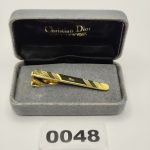 Christian Dior Gold Tone Striped Tie Clip Men