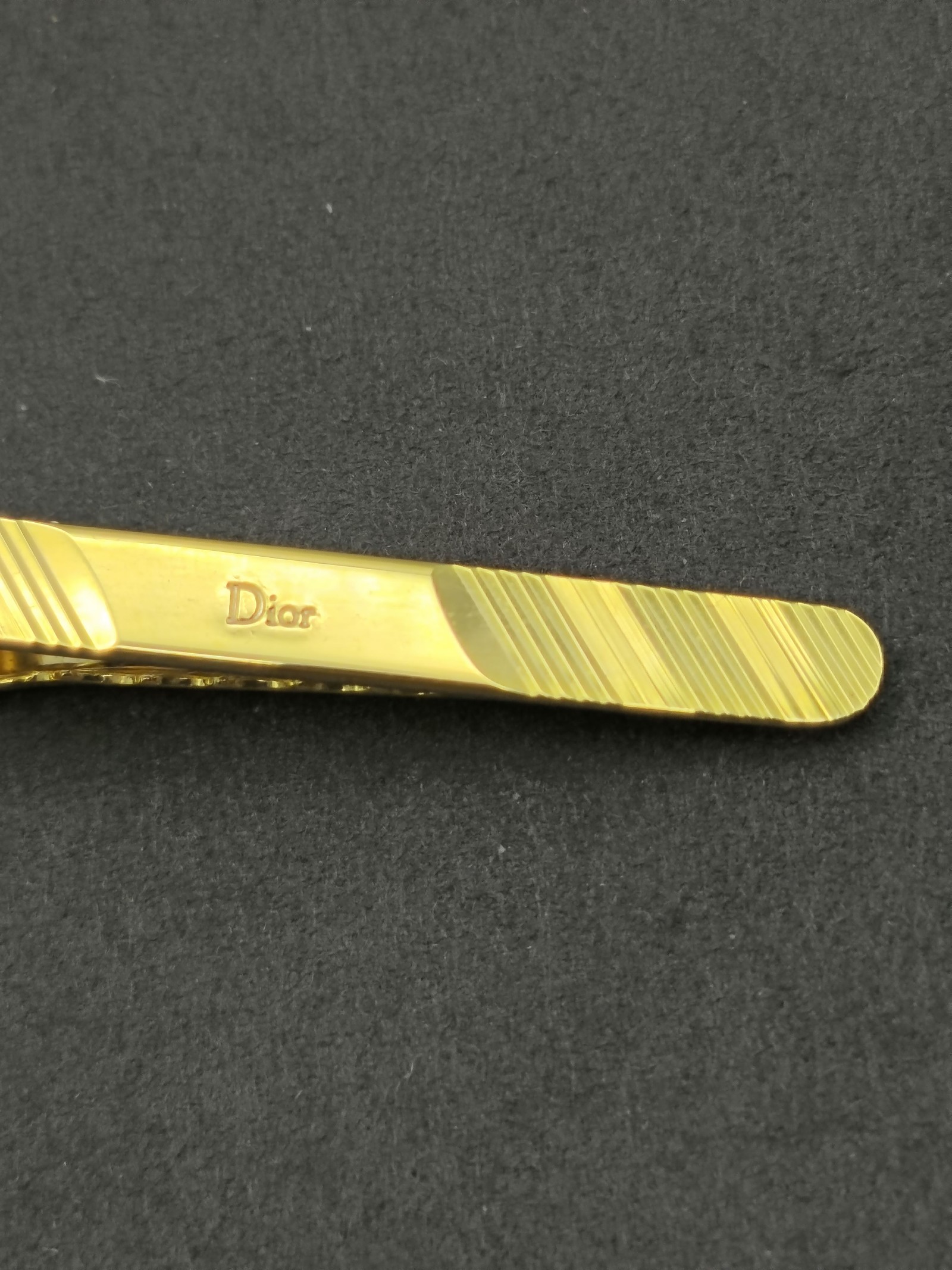 Christian Dior Gold Tone Striped Tie Clip Men image 4