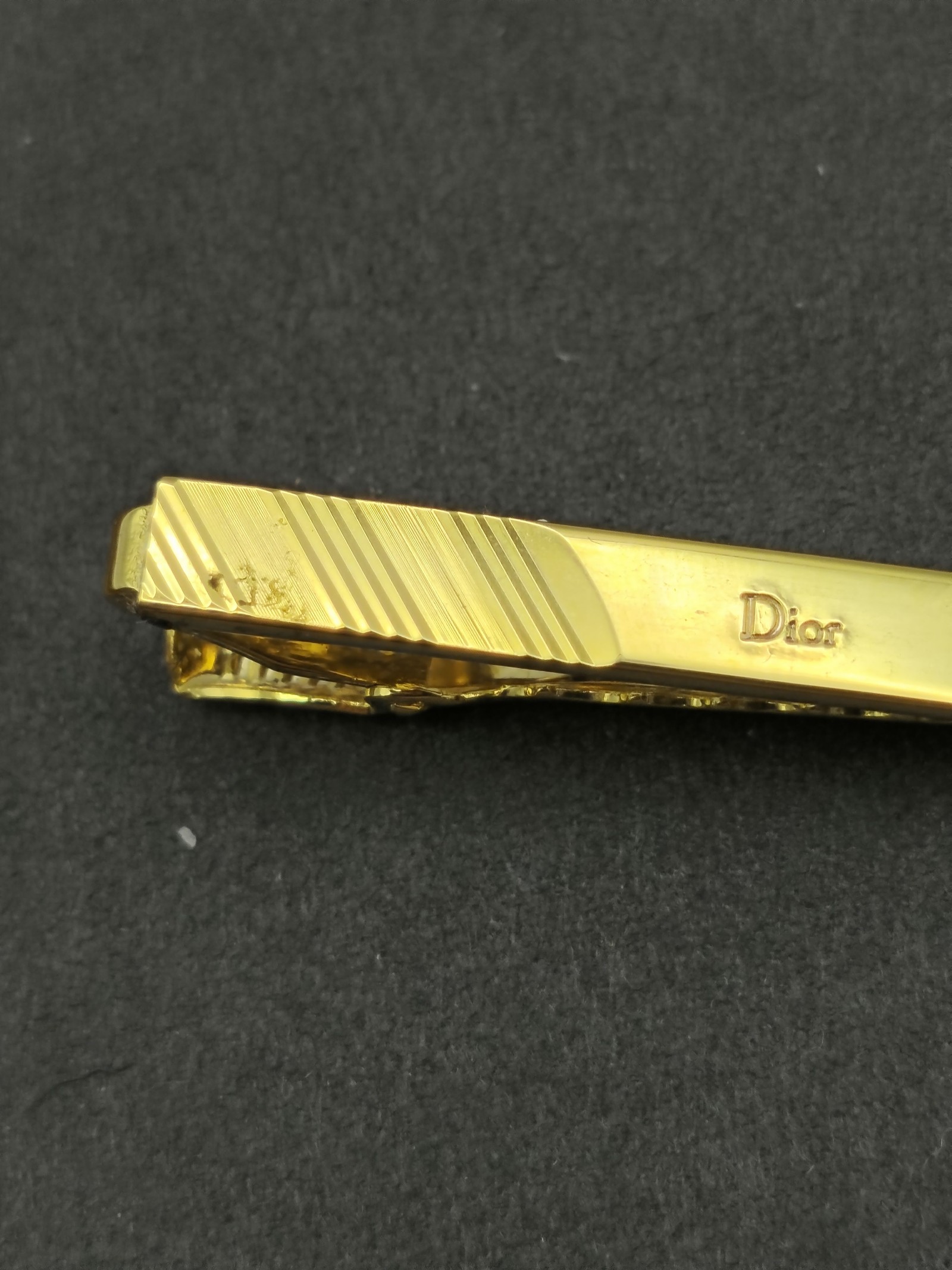 Christian Dior Gold Tone Striped Tie Clip Men image 5