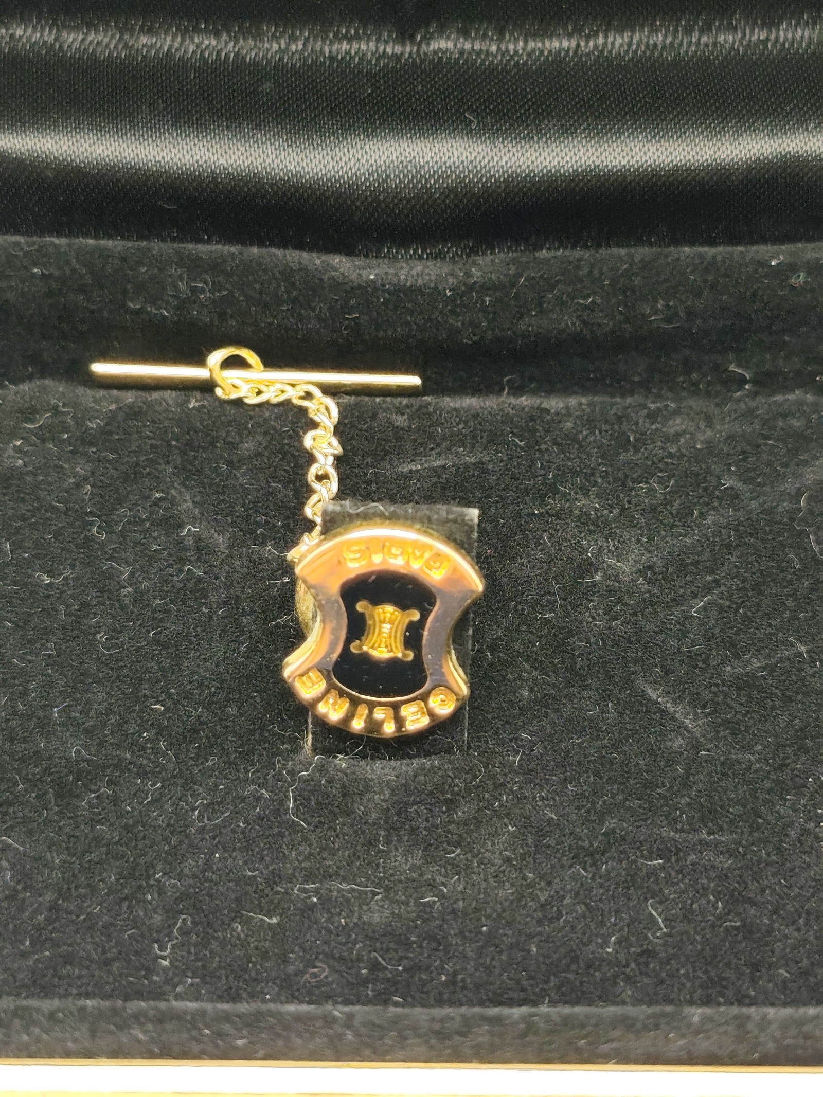 Celine Gold & Black Tie Pin Men image 2