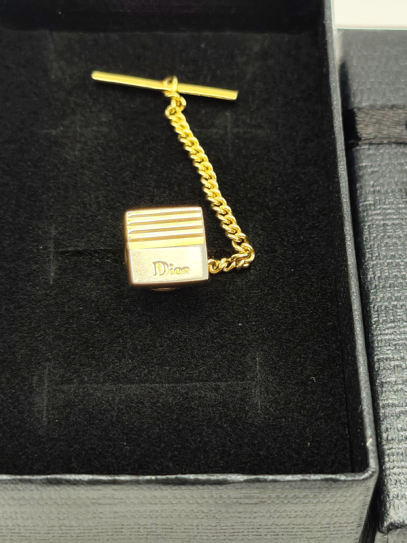 Dior Gold Tone Tie Tack Pin with Chain Other image 2