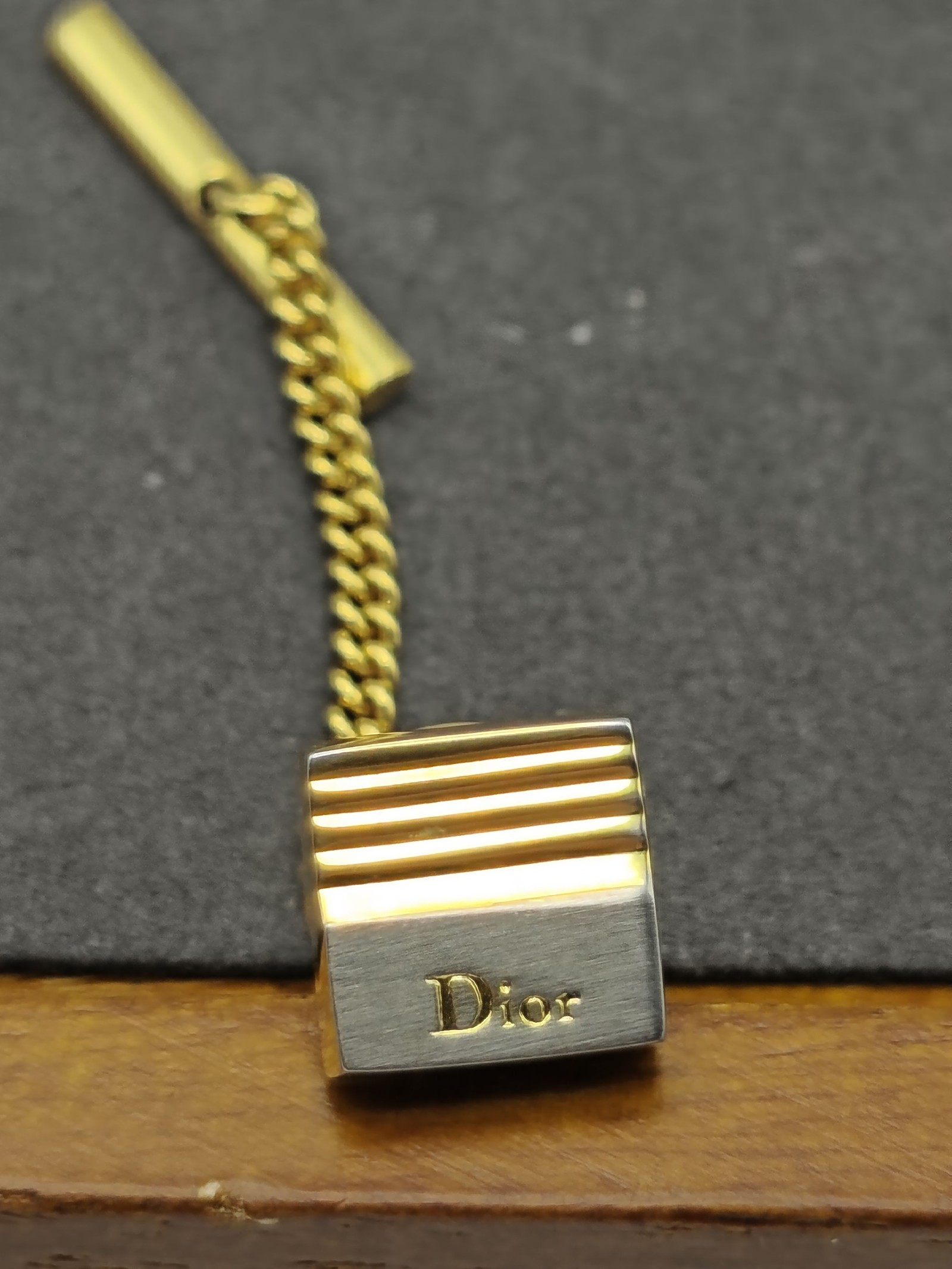 Dior Gold Tone Tie Tack Pin with Chain Other image 3