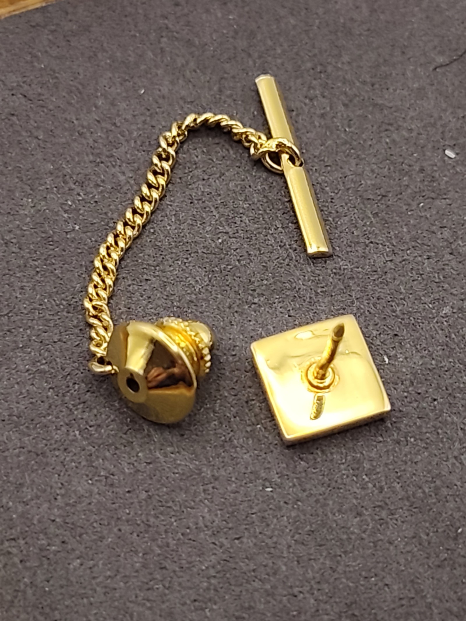 Dior Gold Tone Tie Tack Pin with Chain Other image 5