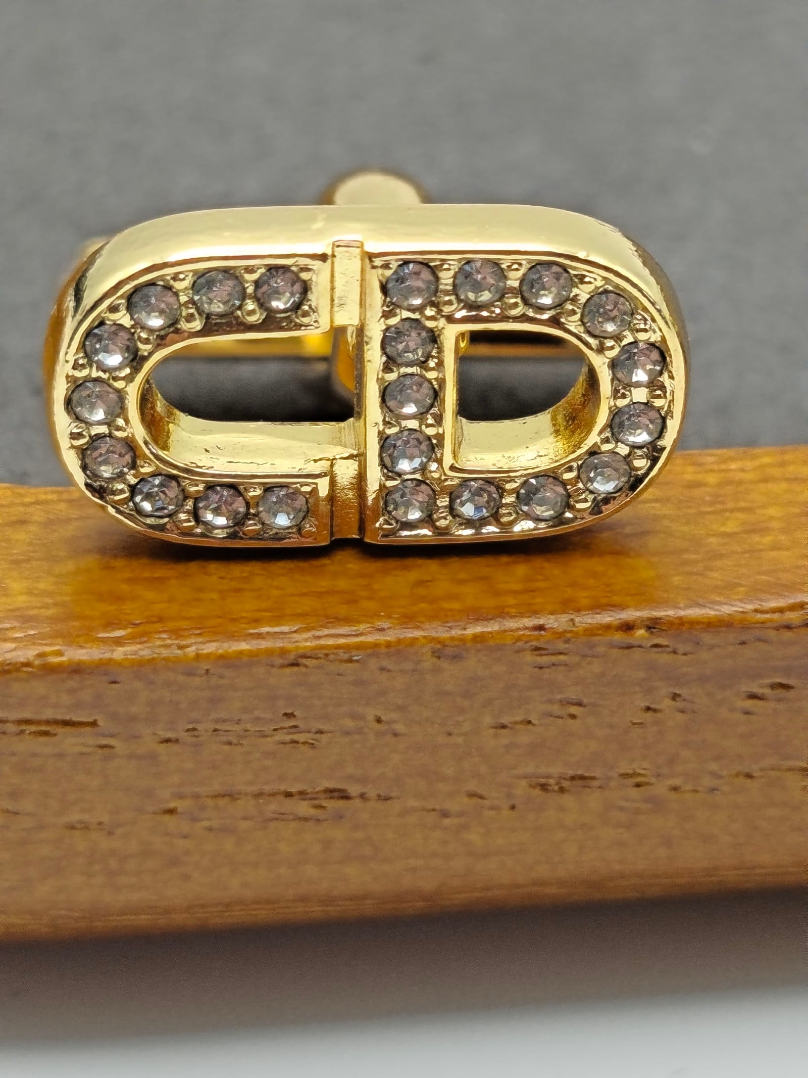 Christian Dior Gold Tone Crystal CD Logo Cufflinks image 5