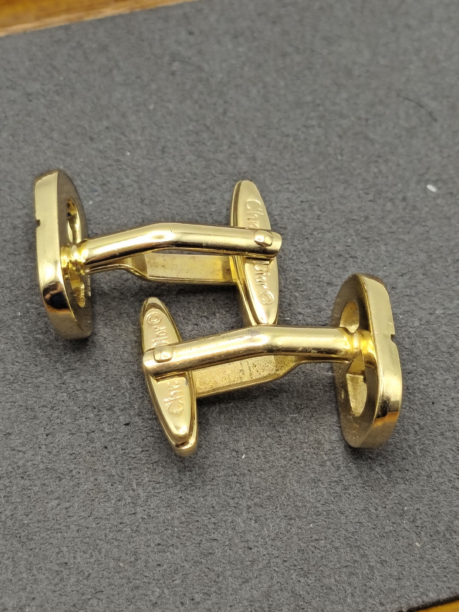 Christian Dior Gold Tone Crystal CD Logo Cufflinks image 6