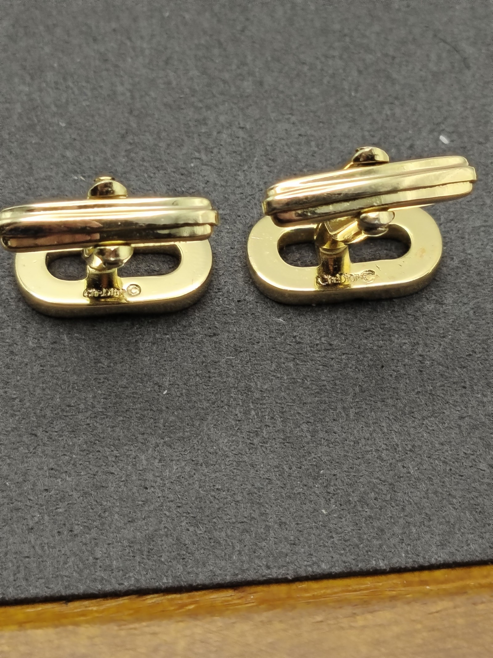Christian Dior Gold Tone Crystal CD Logo Cufflinks image 7