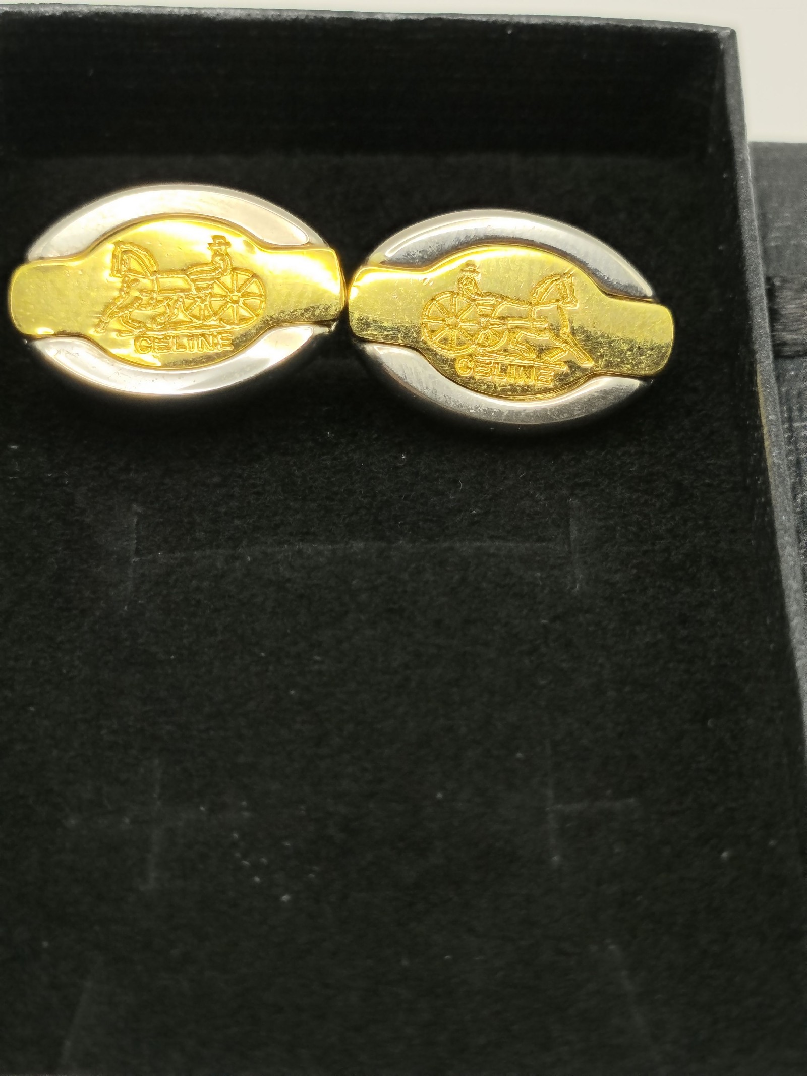 Celine Gold & Silver Tone Horse Carriage Cufflinks Other image 2