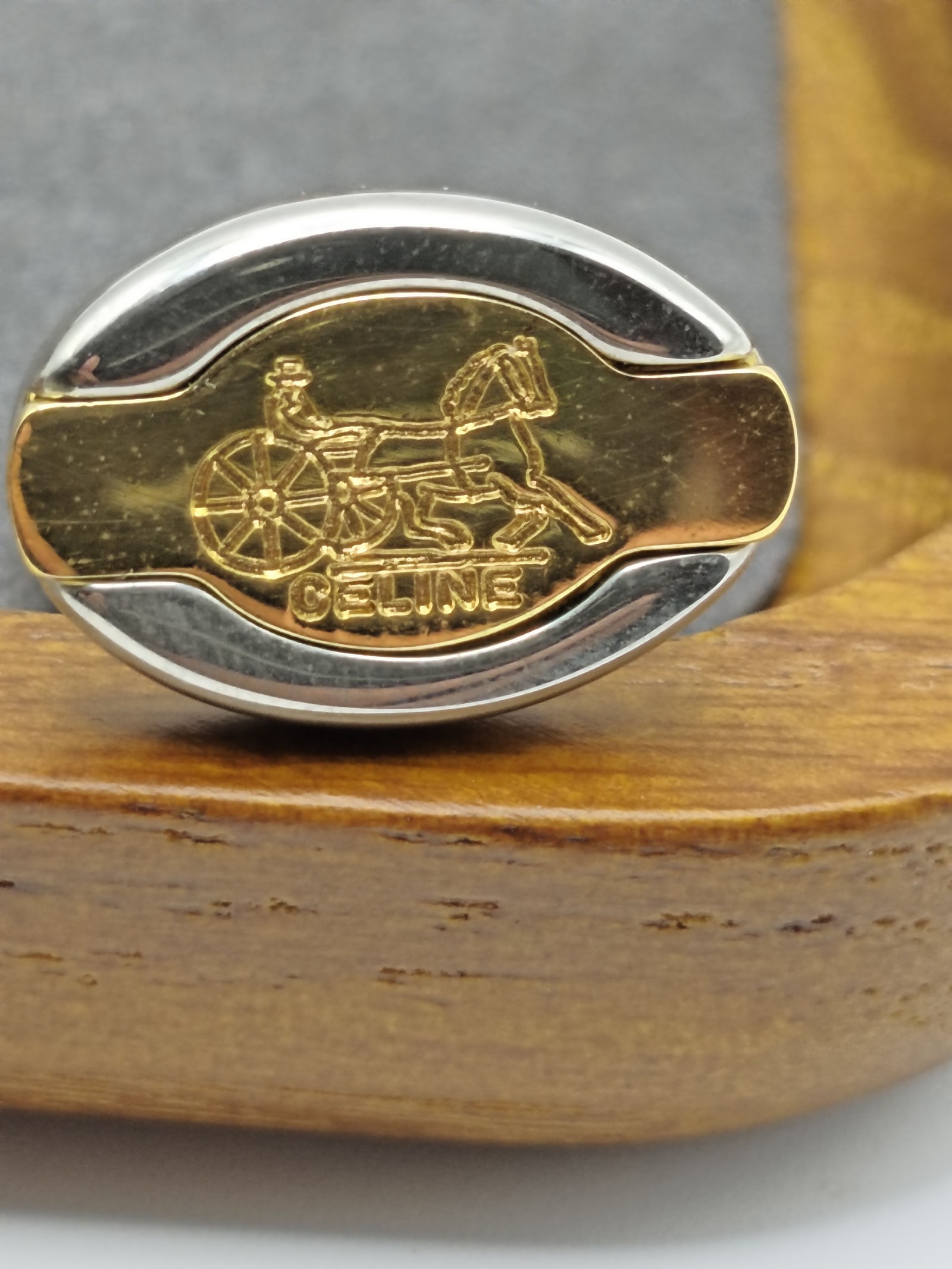 Celine Gold & Silver Tone Horse Carriage Cufflinks Other image 4