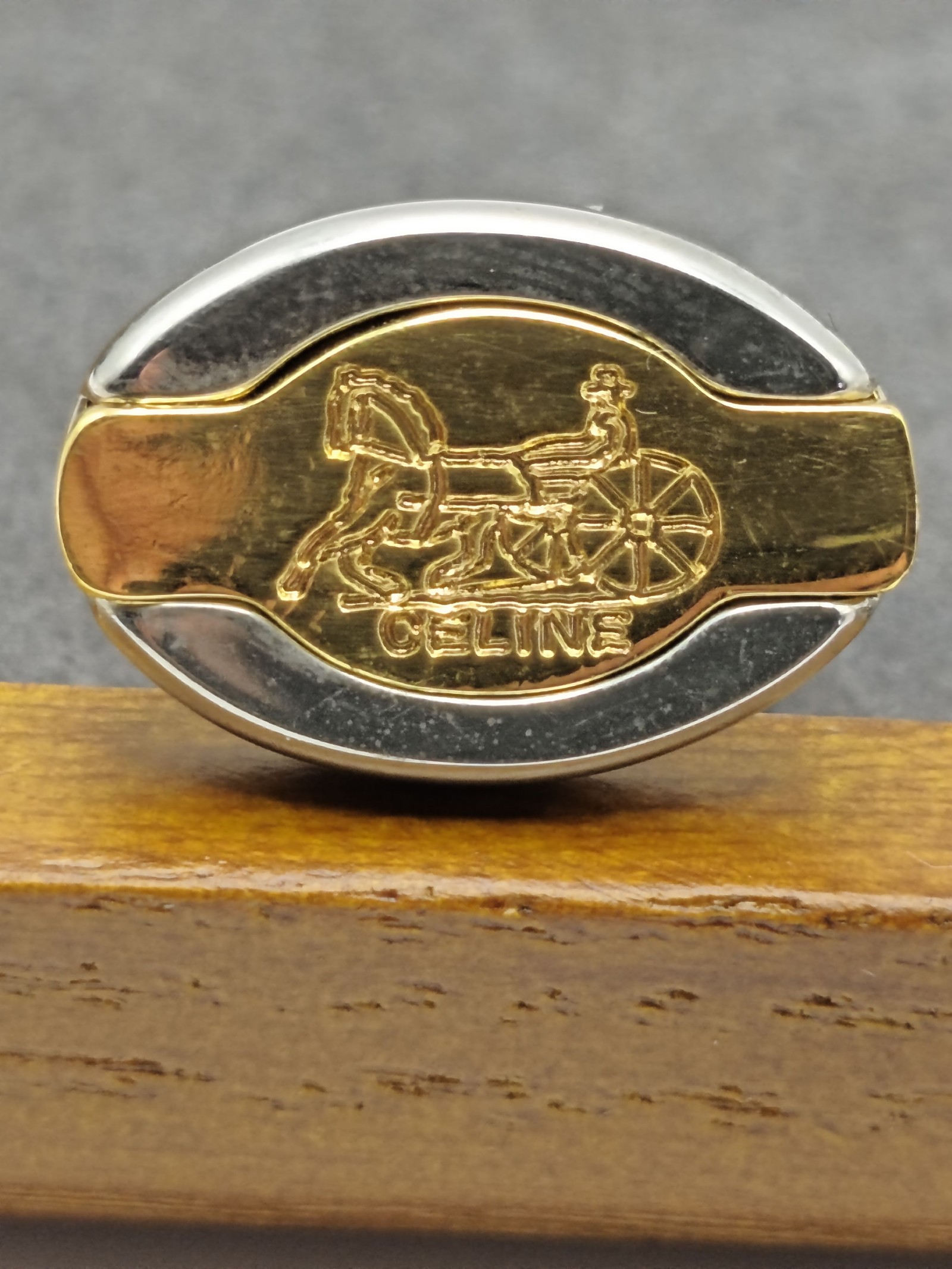 Celine Gold & Silver Tone Horse Carriage Cufflinks Other image 5