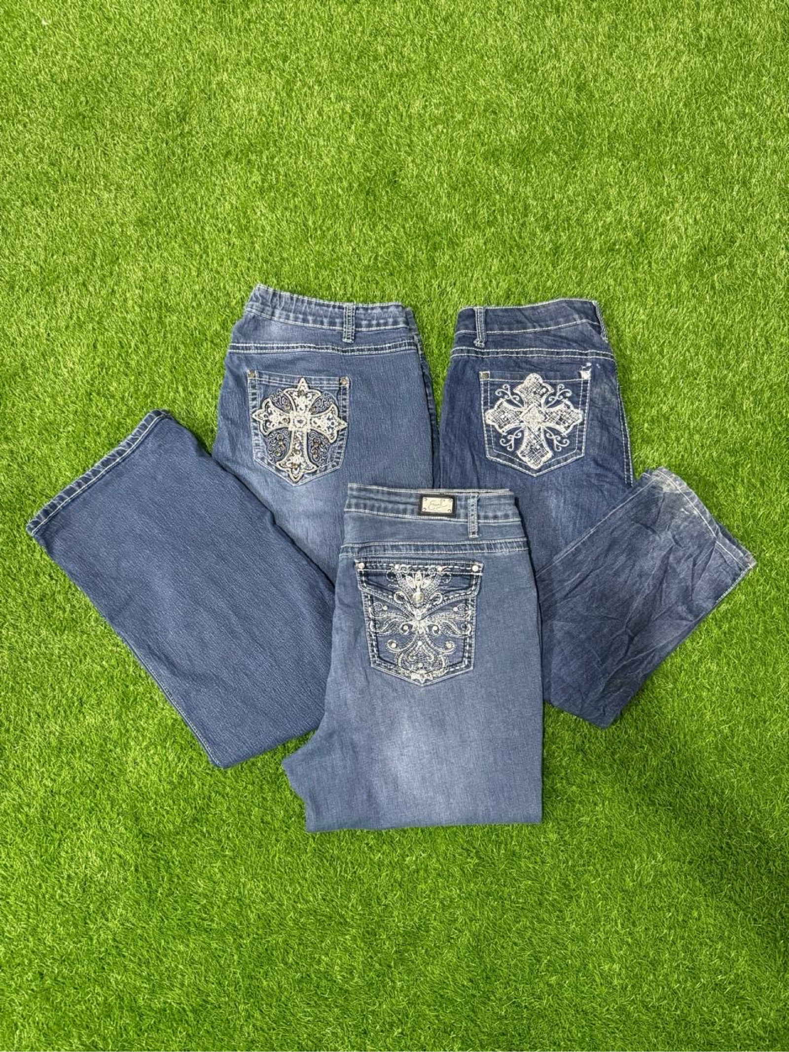 Miss Me Blue Cross Embroidered Jeans Various Sizes