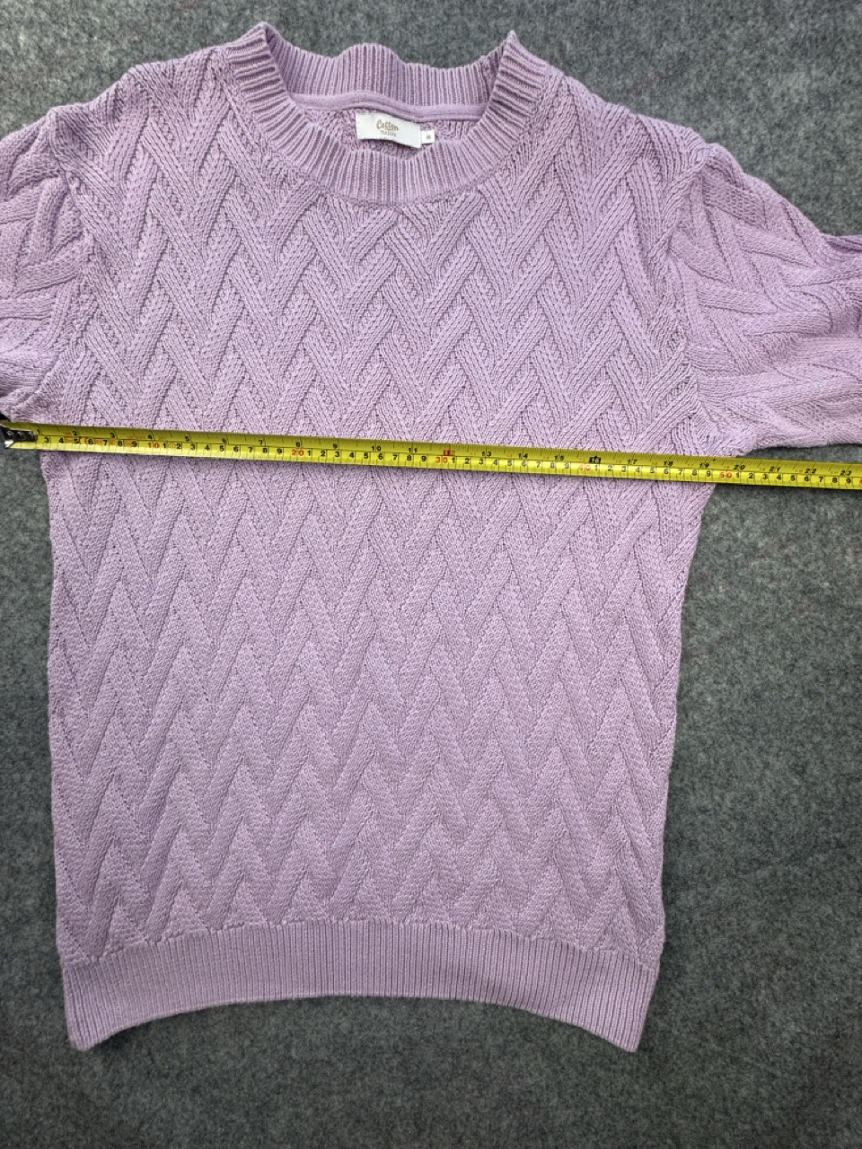 Cotton Traders Lilac Cable Knit Jumper Women’s M 100% Cotton image 5