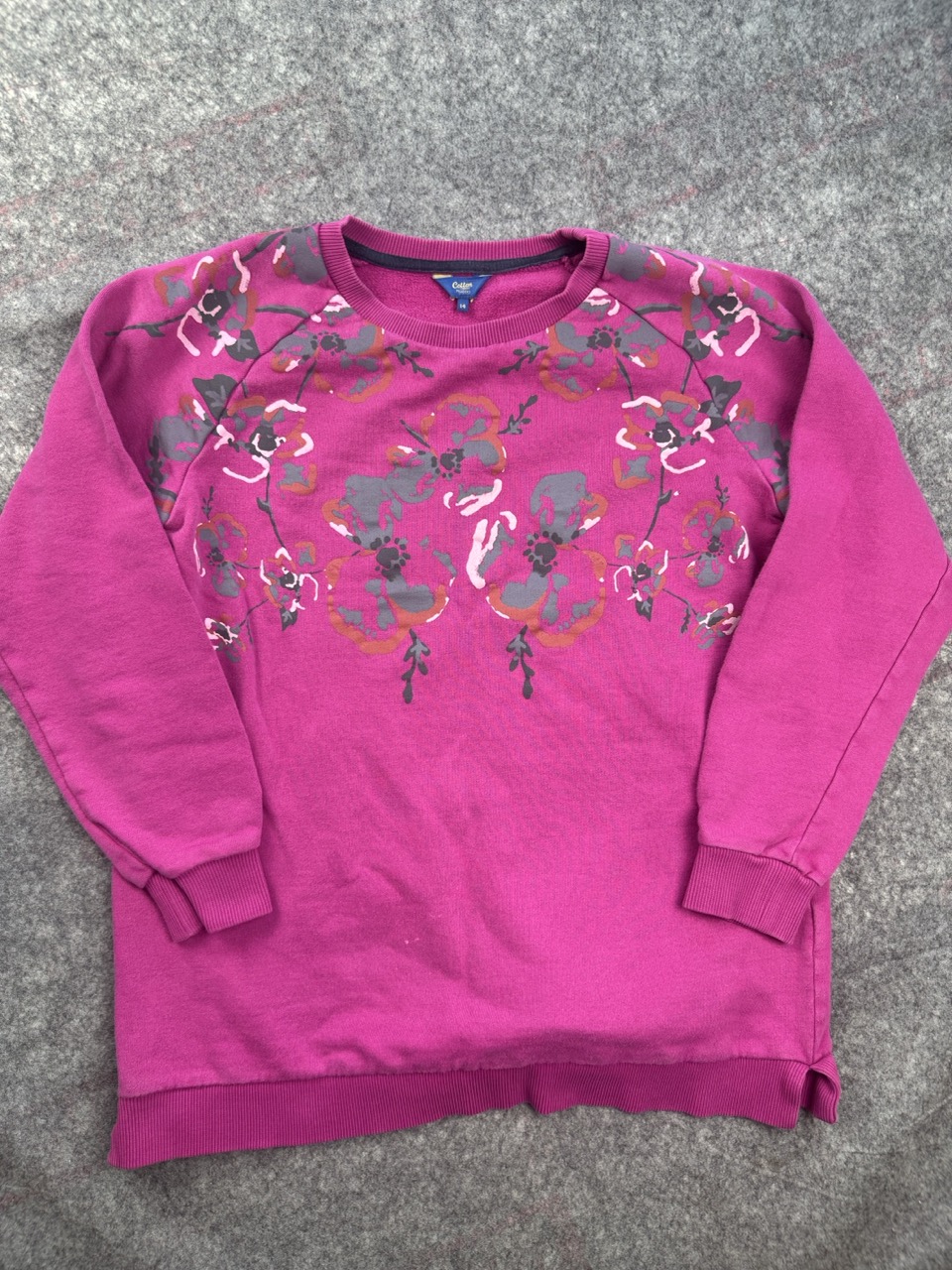 Cotton Traders Deep Magenta Floral Sweatshirt UK 14