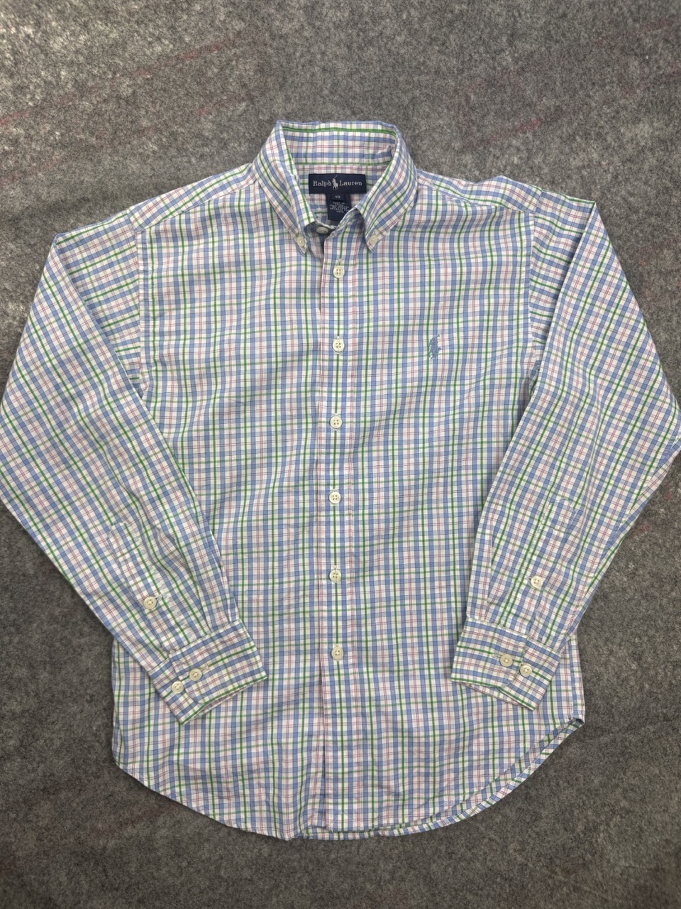Ralph Lauren Blue, Green & Pink Checked Button Down Shirt Size 10
