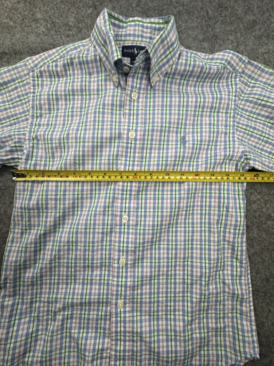 Ralph Lauren Blue, Green & Pink Checked Button Down Shirt Size 10 image 4